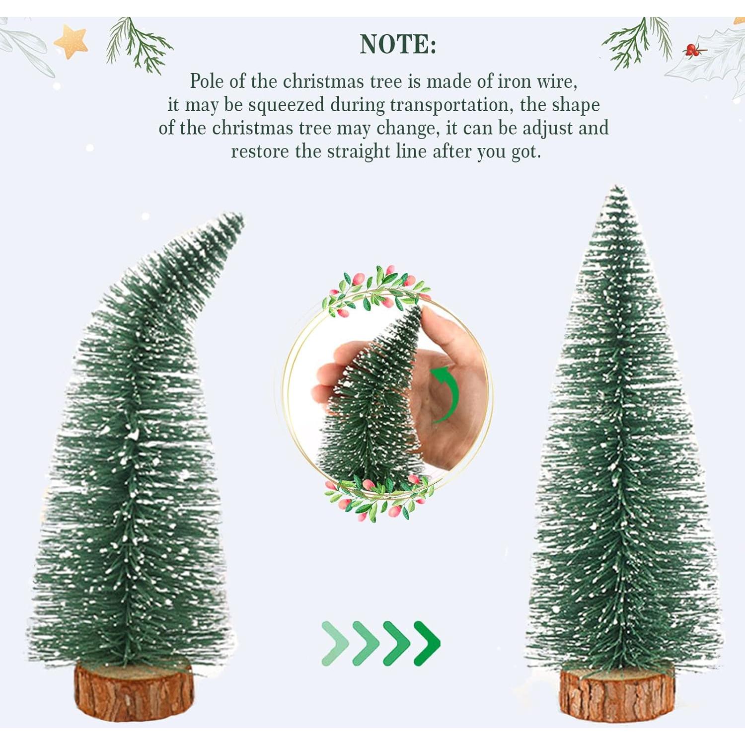 Mini Árboles de Navidad ANTUNIHOD 5pcs con Nieve y Base de Madera