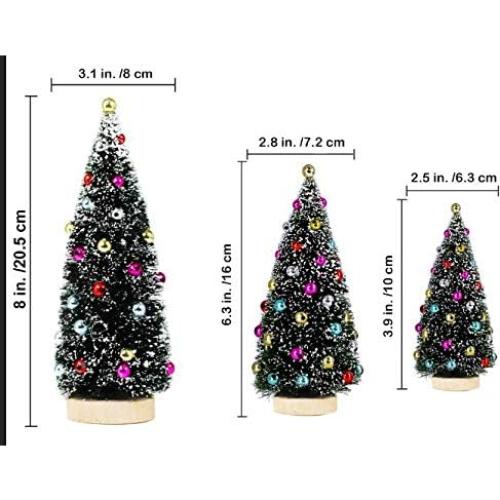 Winlyn 3 Mini Árboles de Navidad Artificiales con Nieve 9.9-20.3 cm