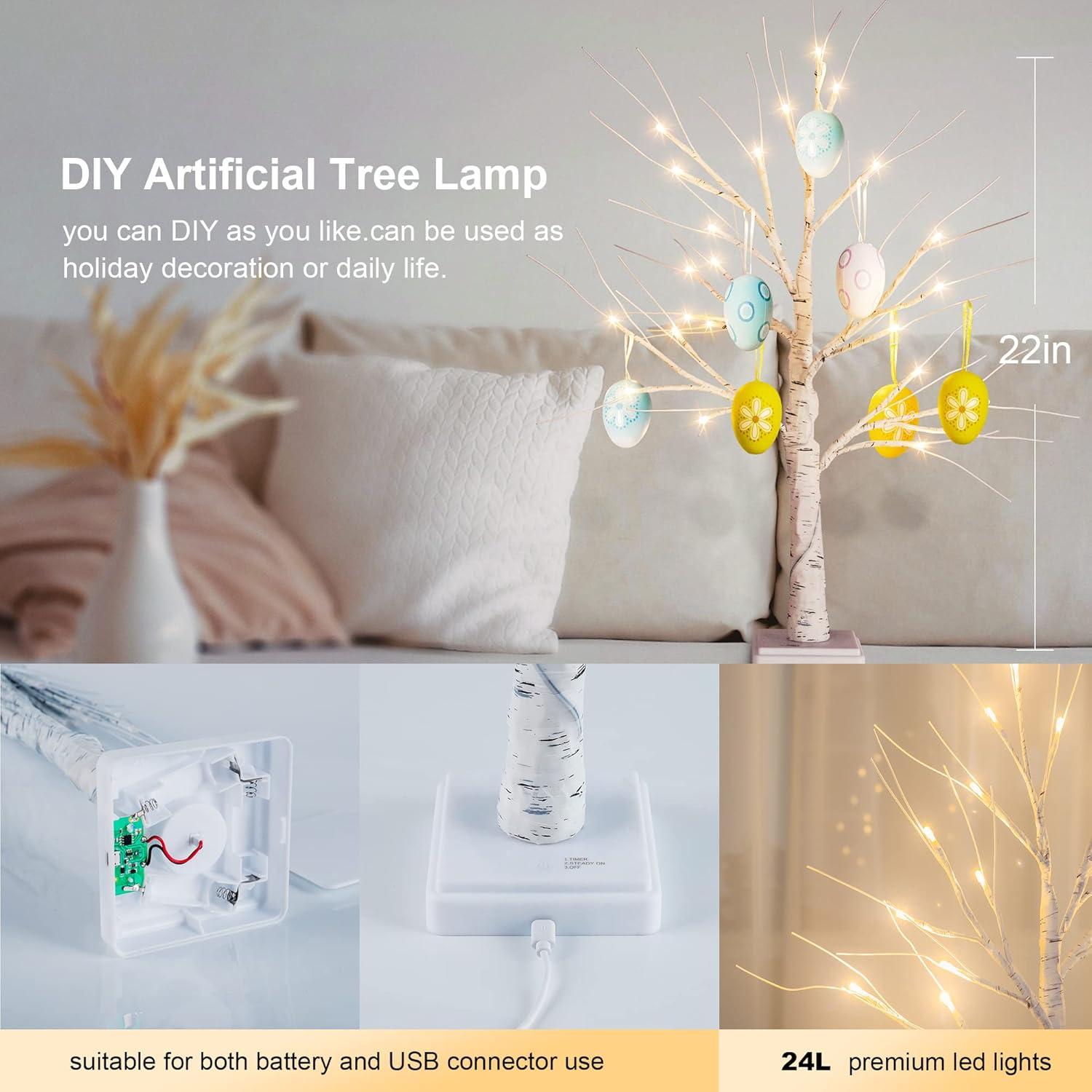 Árbol de Navidad Abedul Woohaha 0.61m con 24 LED Luz Cálida