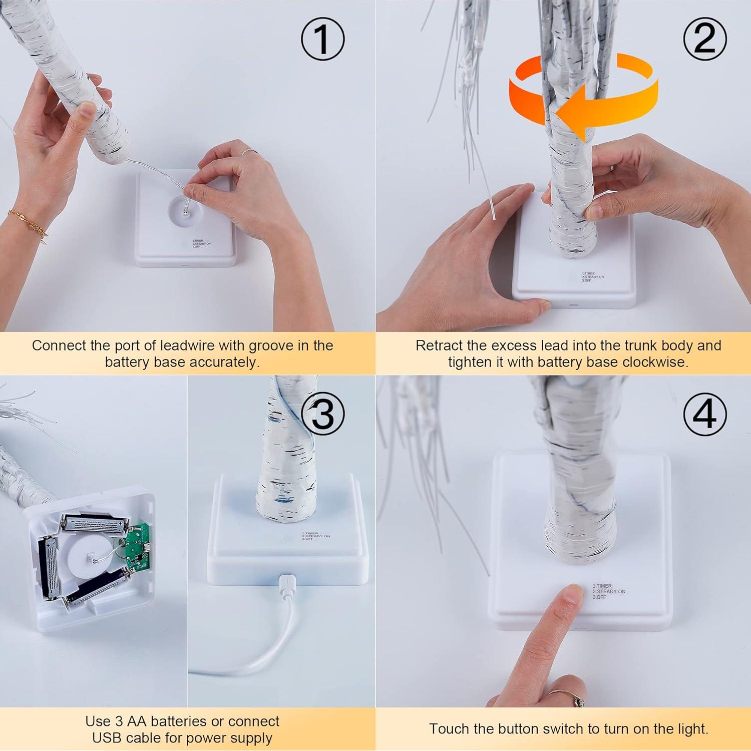 Árbol de Navidad Abedul Woohaha 0.61m con 24 LED Luz Cálida