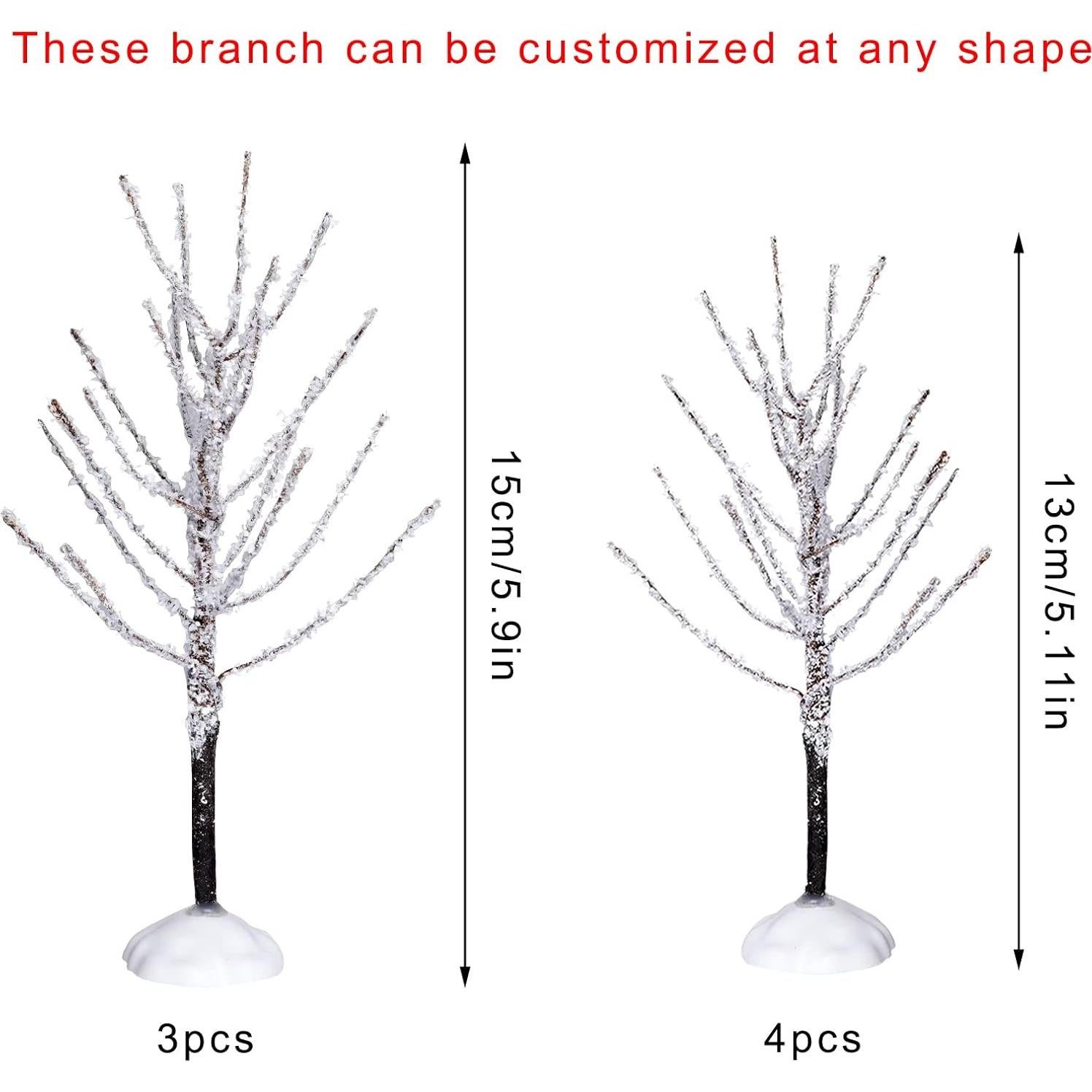 Conjunto de 7 Árboles de Pueblo Navideño Yolyoo Cubiertos de Nieve