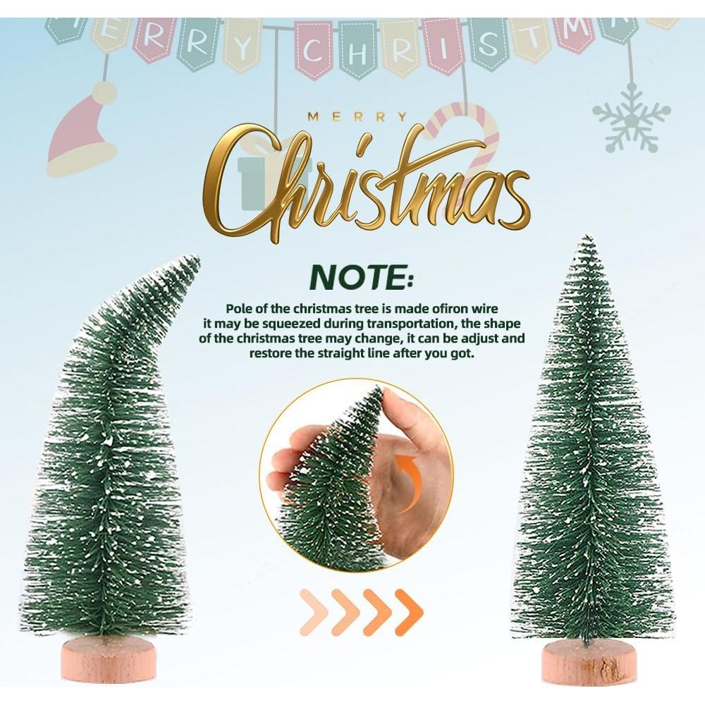 Mini Árboles de Navidad Yahpetes 10 Pcs con Nieve 5 Tamaños