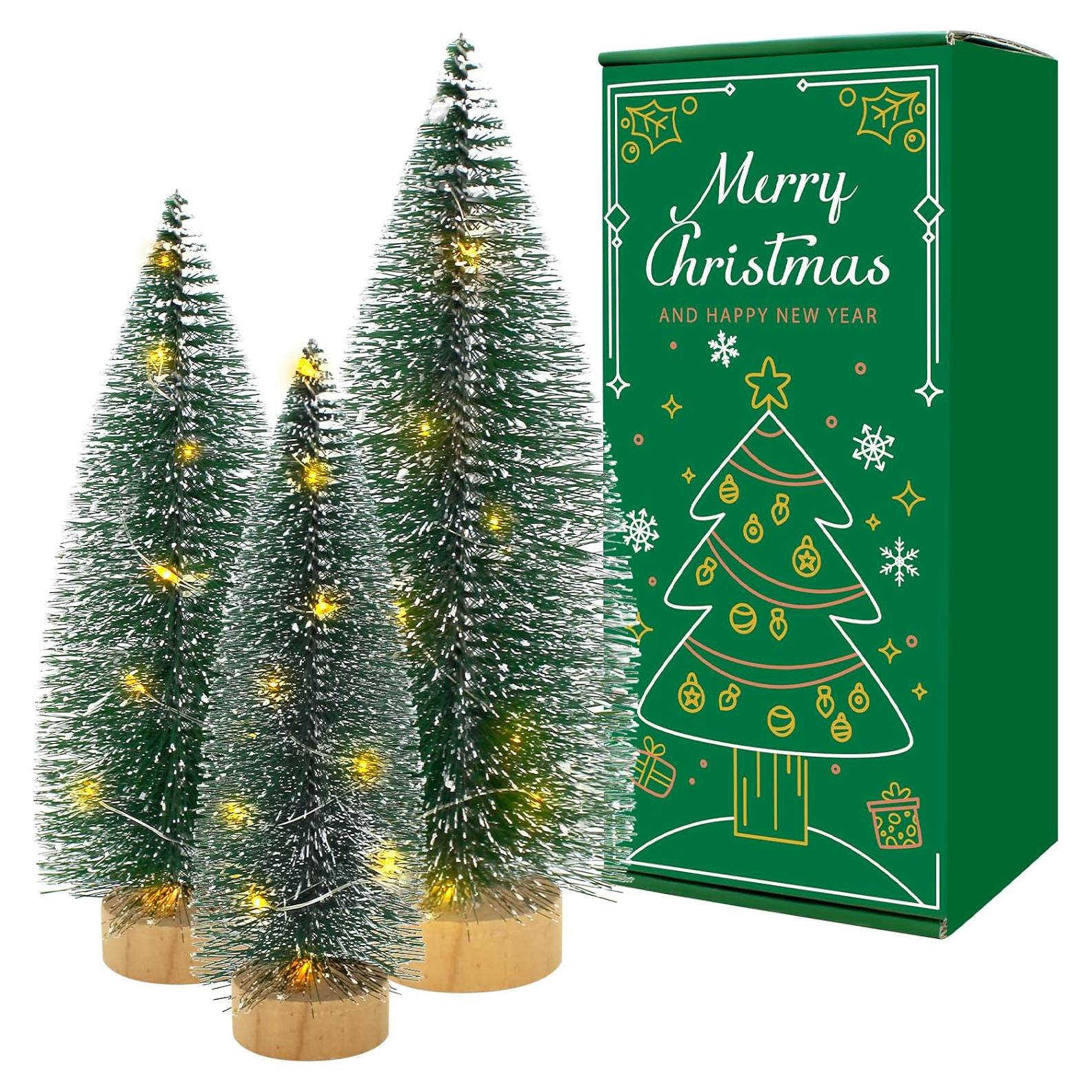 3 Mini Árboles de Navidad de Cepillo de Botella Giaueoa 16.5-25.9 cm