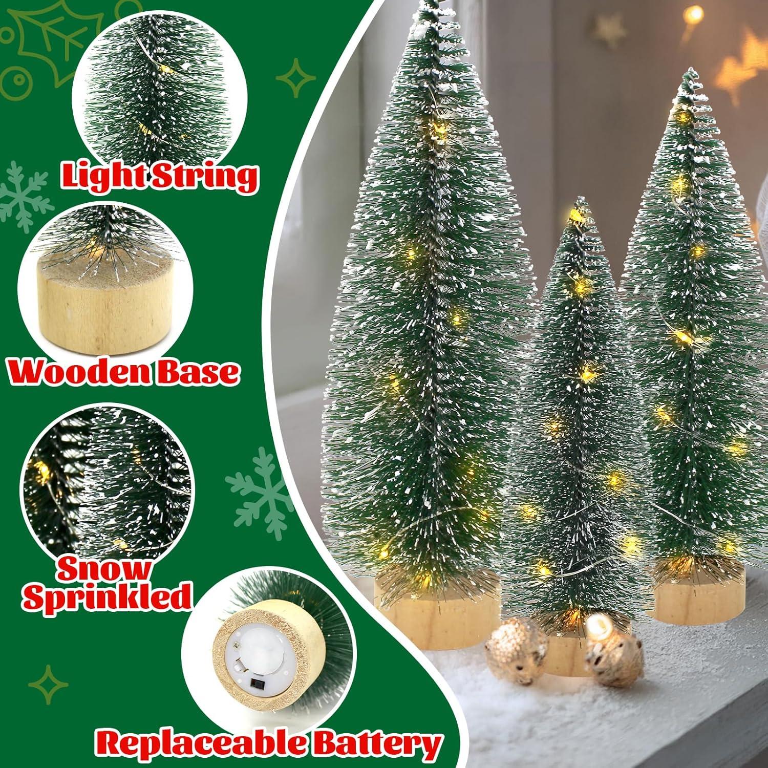 3 Mini Árboles de Navidad de Cepillo de Botella Giaueoa 16.5-25.9 cm