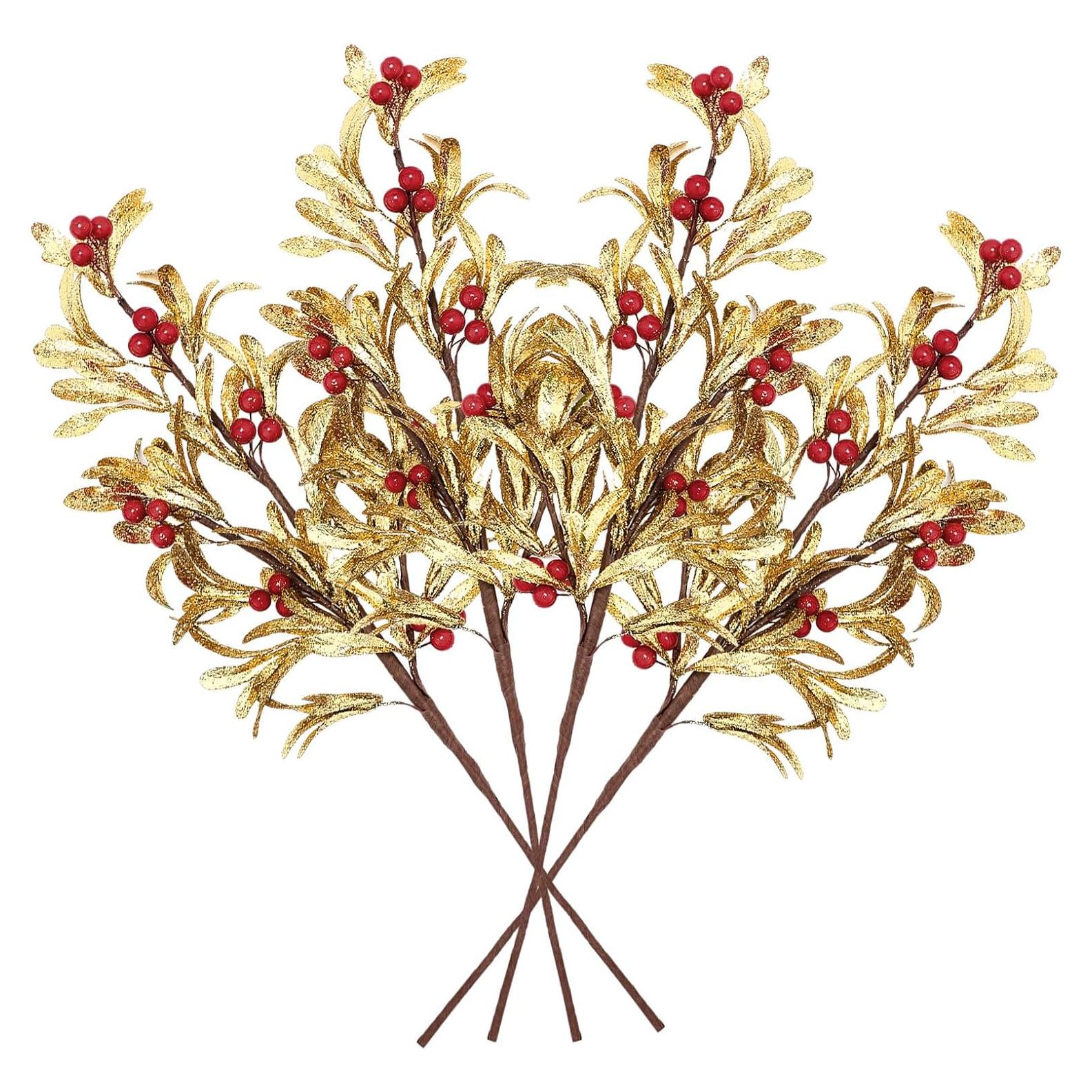 Ramas Artificiales de Muérdago Janinka 60 cm - 4 Piezas Decorativas