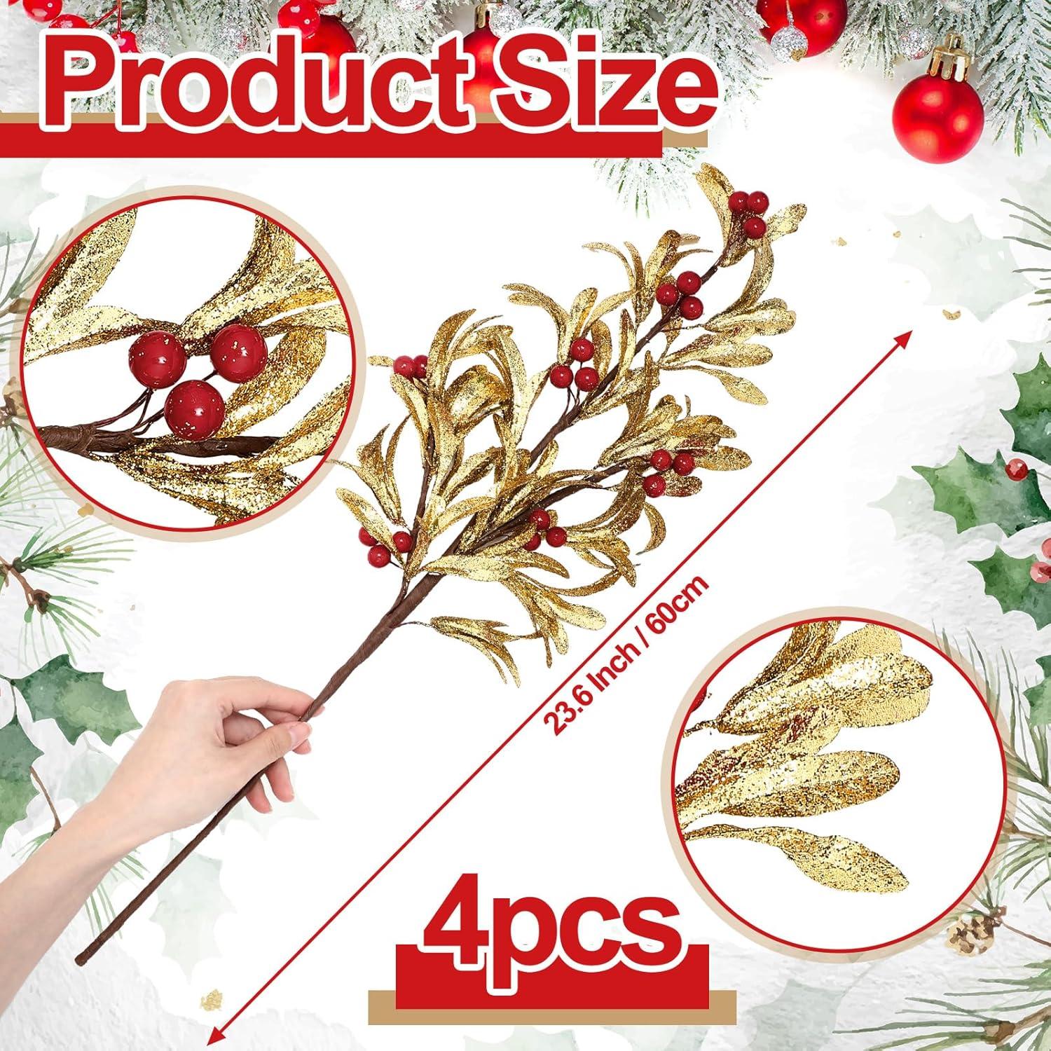 Ramas Artificiales de Muérdago Janinka 60 cm - 4 Piezas Decorativas