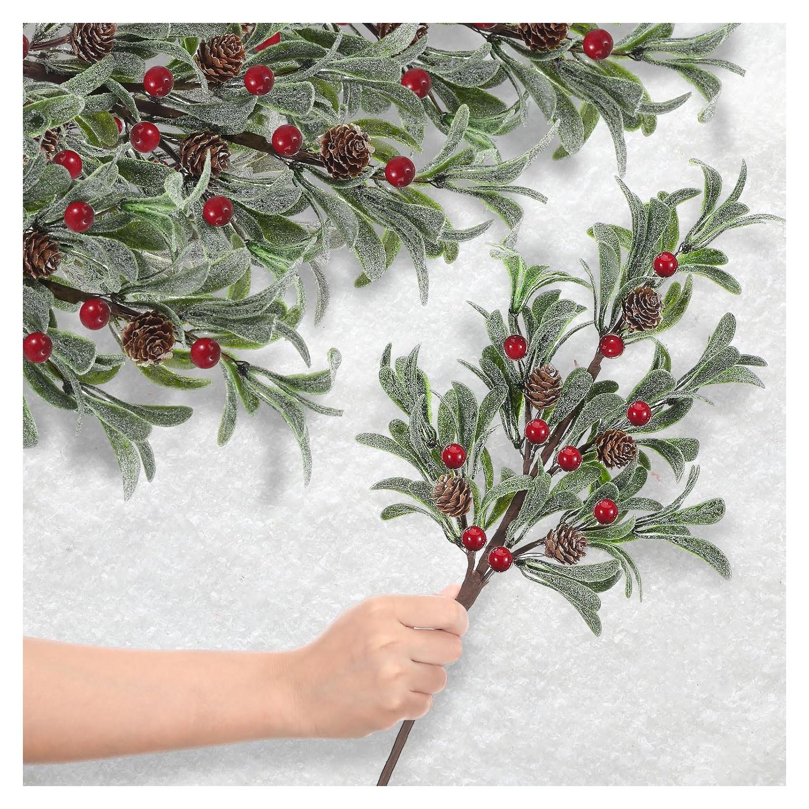 6 Ramas Artificiales de Muérdago Solsew 43.9 cm Decoración Navidad