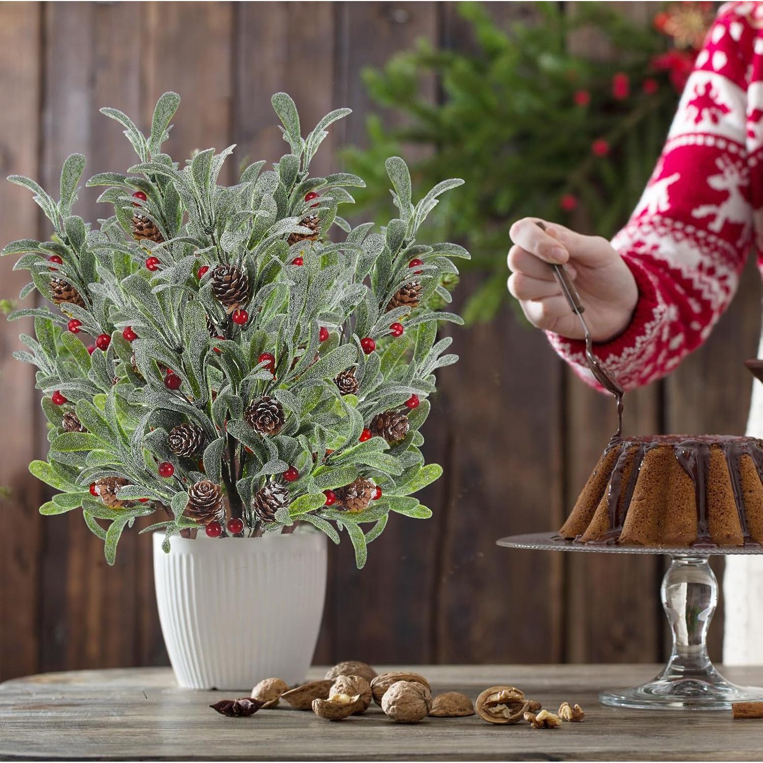 6 Ramas Artificiales de Muérdago Solsew 43.9 cm Decoración Navidad