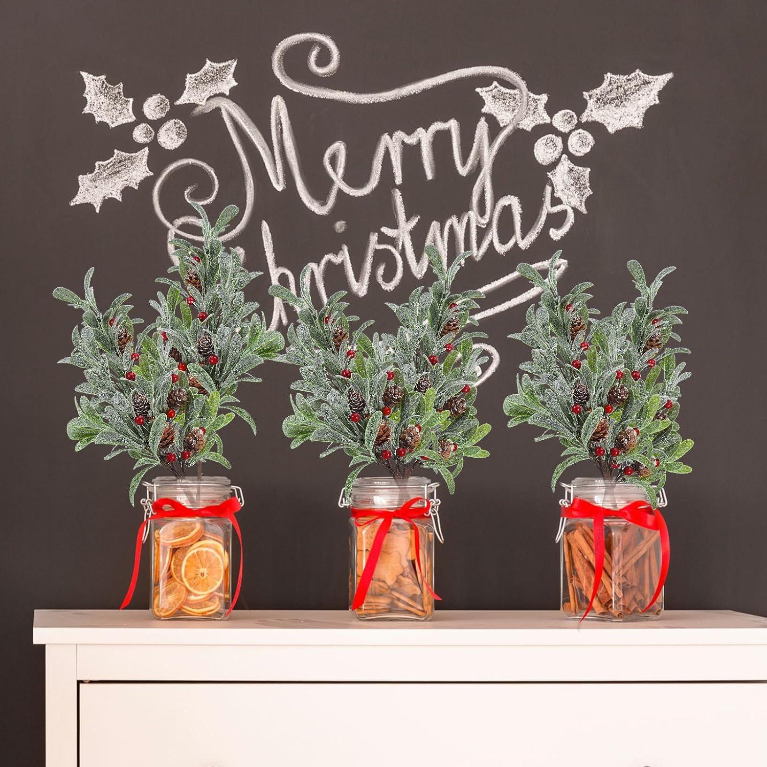 6 Ramas Artificiales de Muérdago Solsew 43.9 cm Decoración Navidad