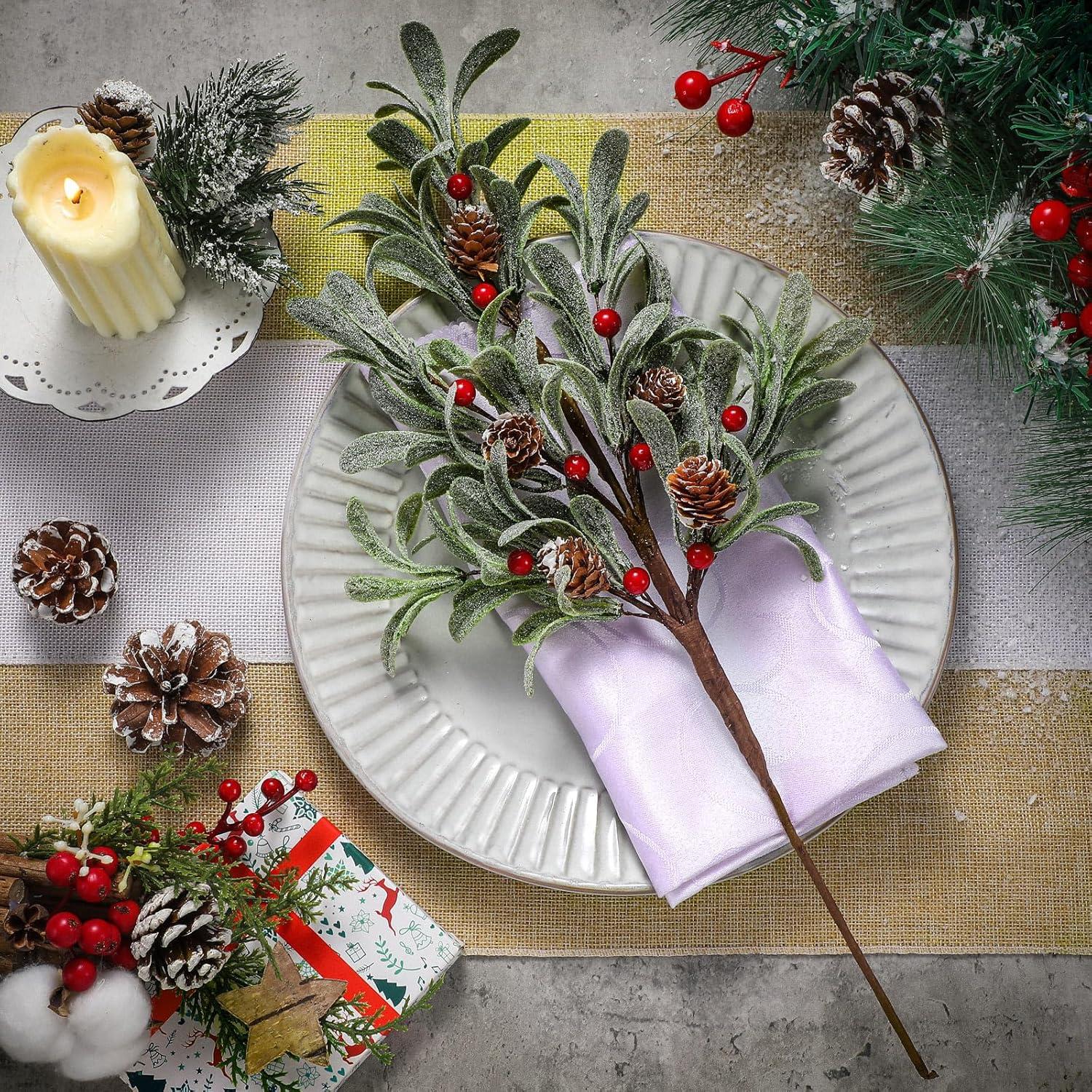 6 Ramas Artificiales de Muérdago Solsew 43.9 cm Decoración Navidad