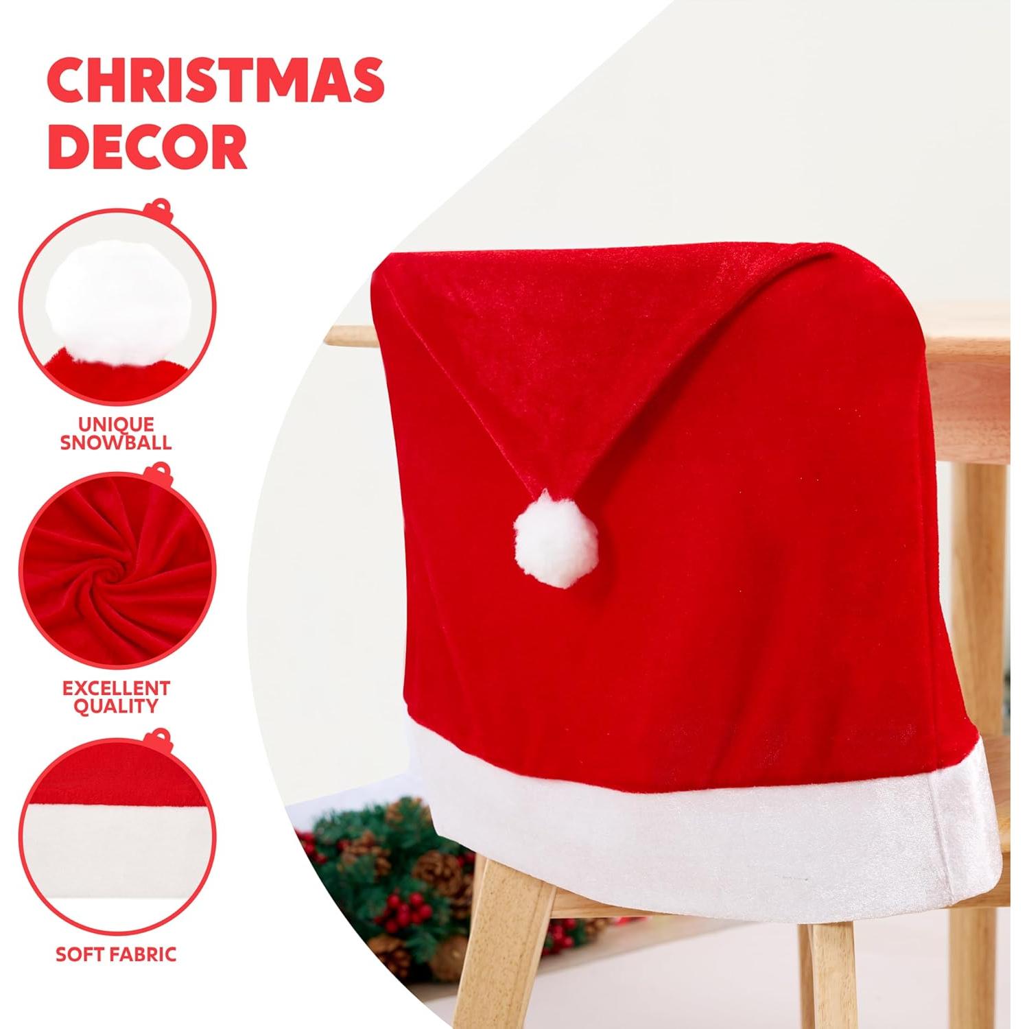 Fundas de Silla de Navidad JOYIN - 6 Pcs Sombrero Rojo