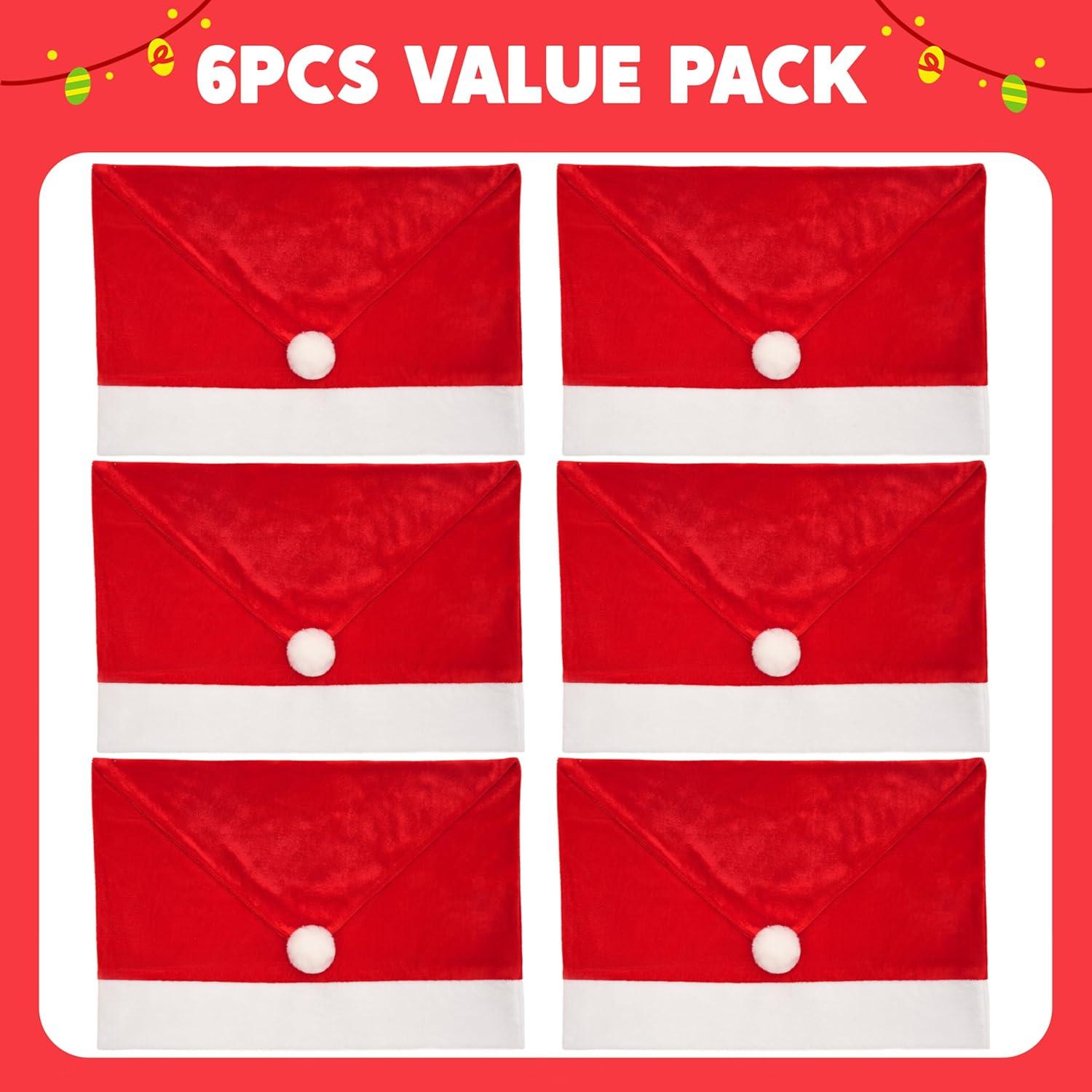 Fundas de Silla de Navidad JOYIN - 6 Pcs Sombrero Rojo
