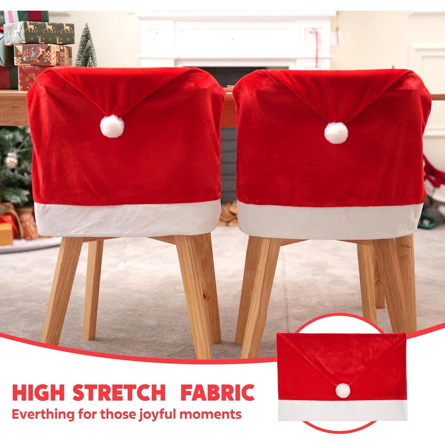 Fundas de Silla de Navidad JOYIN - 6 Pcs Sombrero Rojo