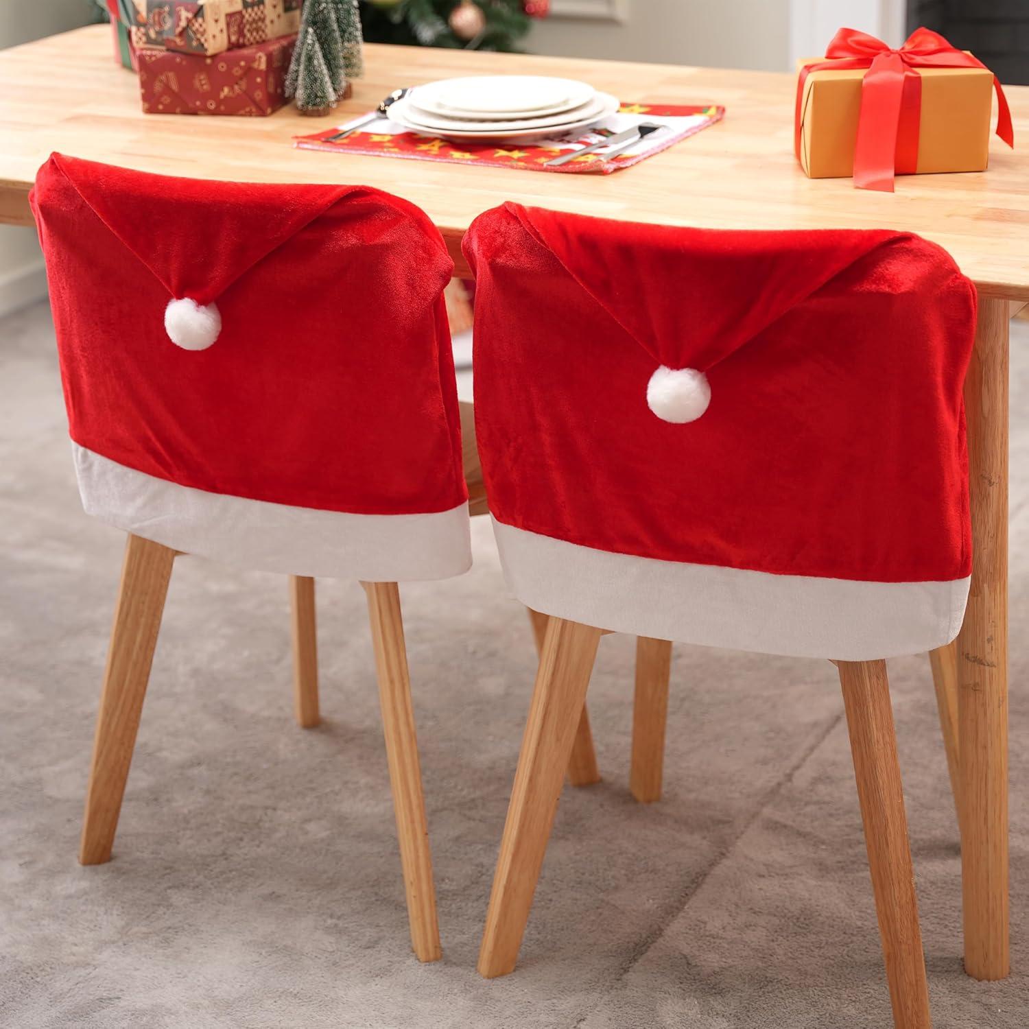 Fundas de Silla de Navidad JOYIN - 6 Pcs Sombrero Rojo