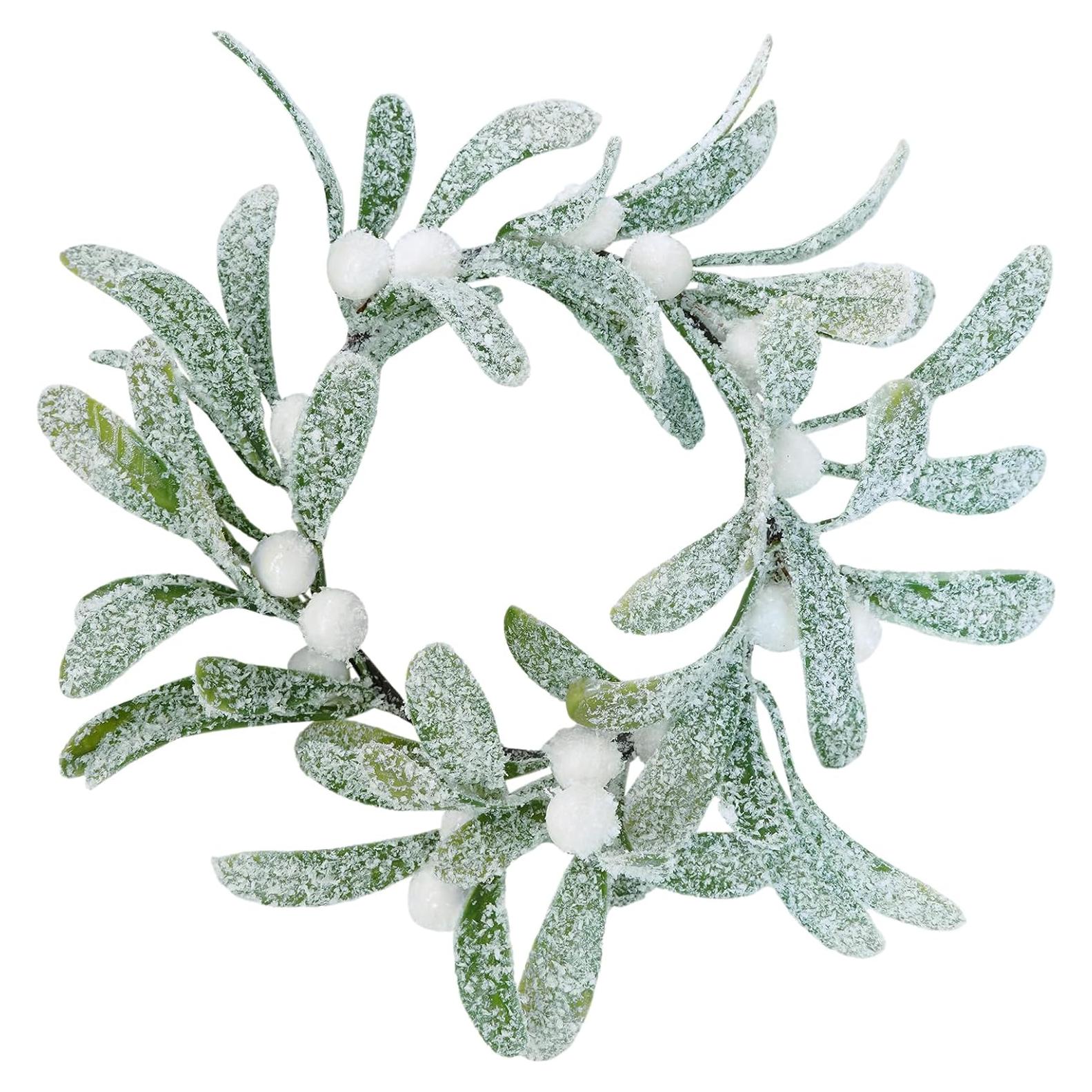 Anillos de Vela de Muérdago Artificial Winlyn - 4 Pcs 21.6 cm