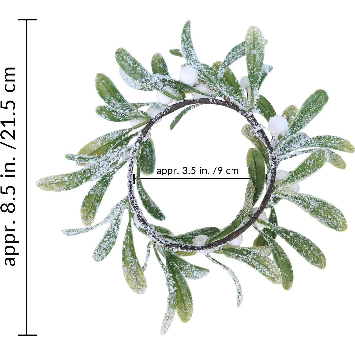 Anillos de Vela de Muérdago Artificial Winlyn - 4 Pcs 21.6 cm