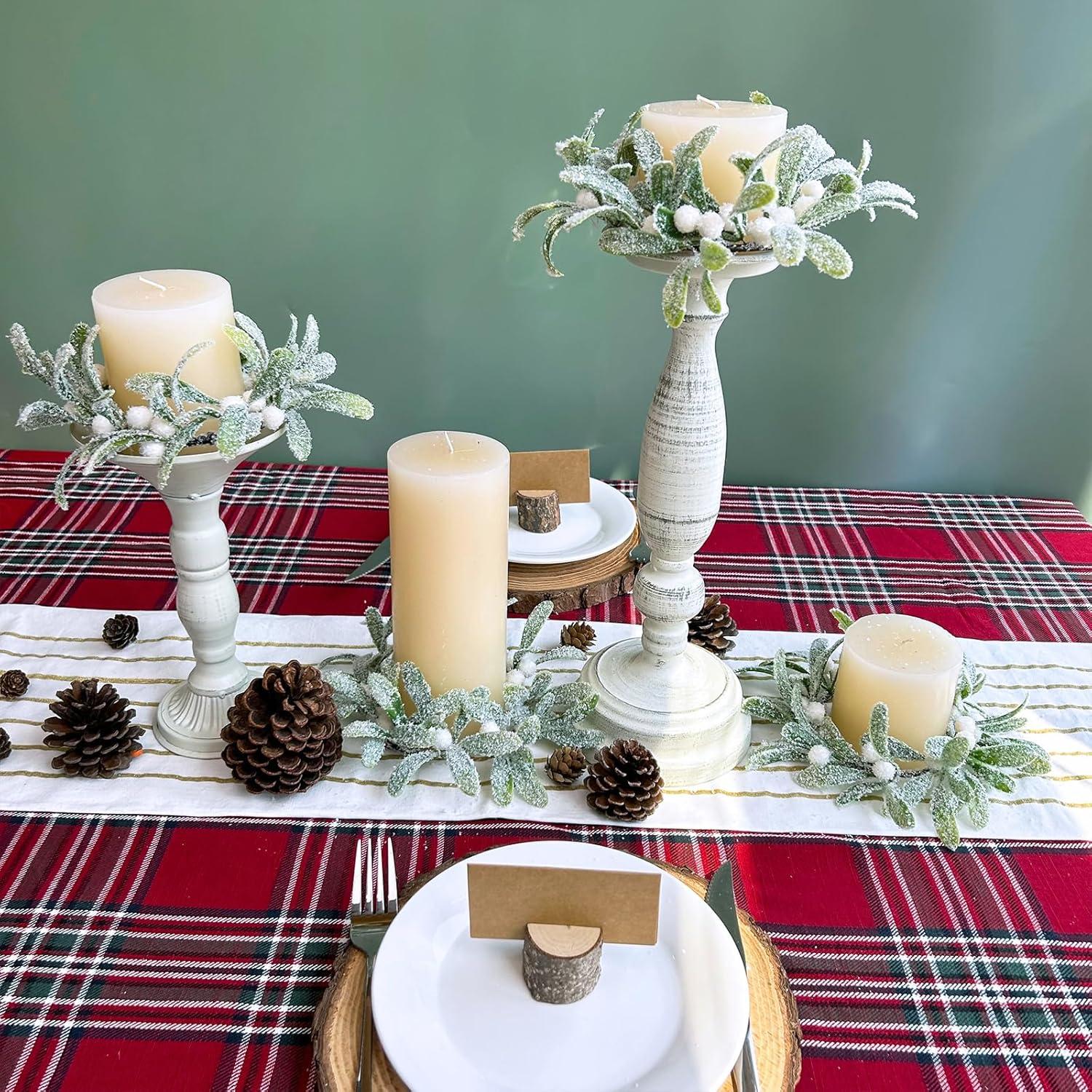 Anillos de Vela de Muérdago Artificial Winlyn - 4 Pcs 21.6 cm