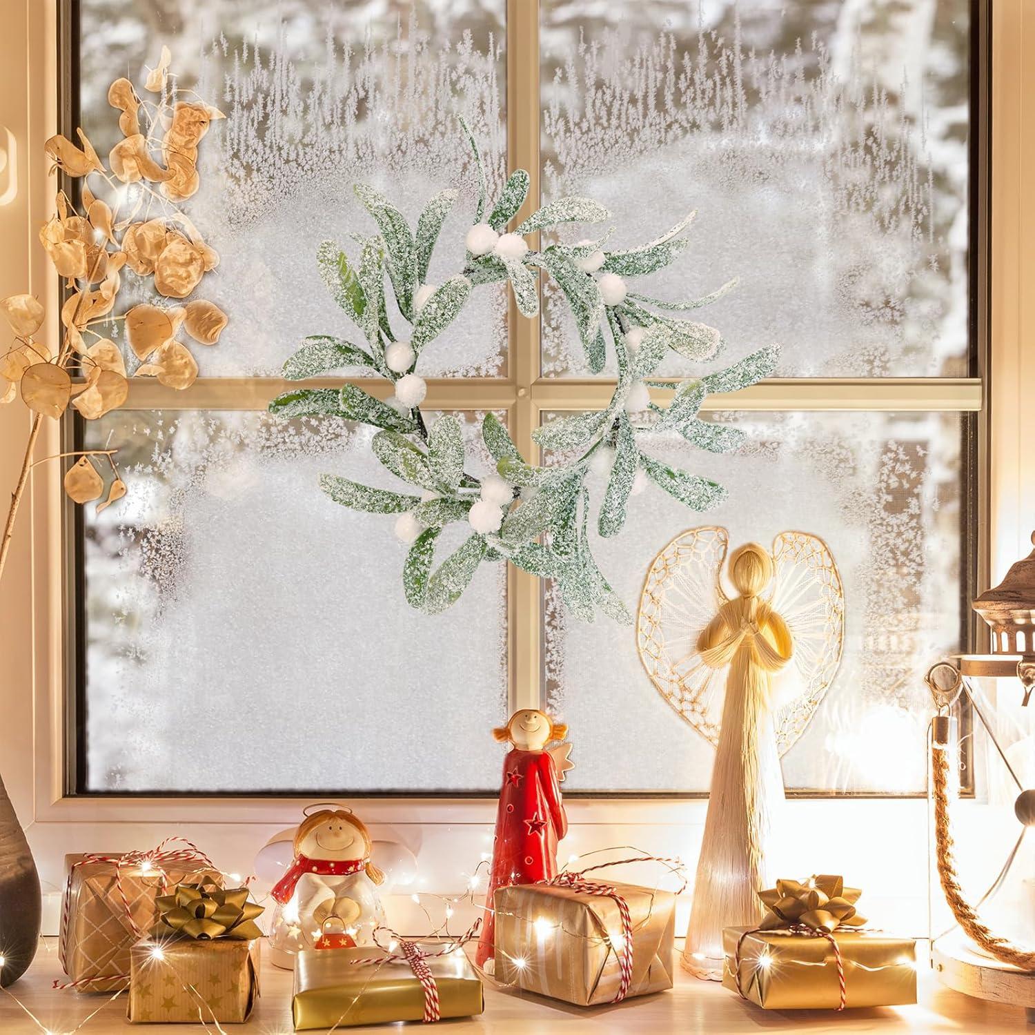 Anillos de Vela de Muérdago Artificial Winlyn - 4 Pcs 21.6 cm