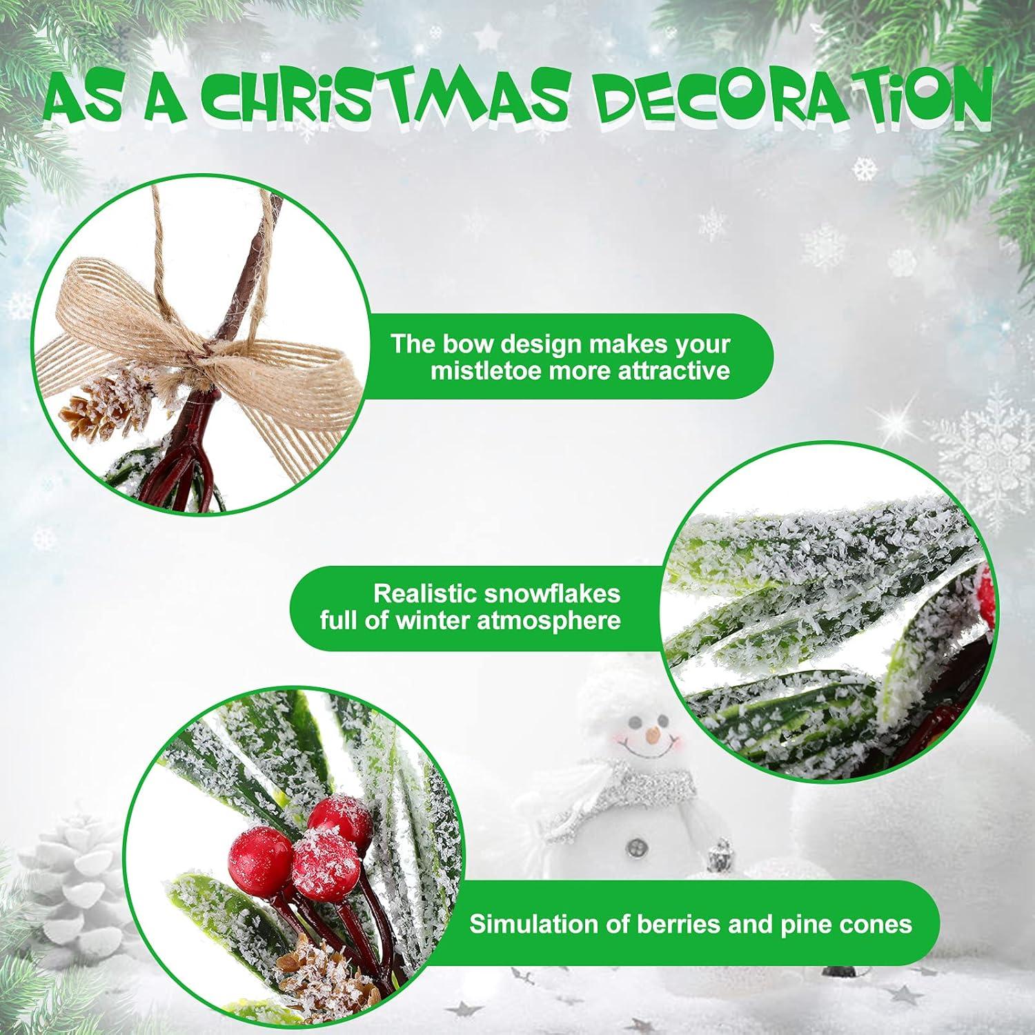 6 Adornos Colgantes de Muérdago Artificial 20 cm Luinabio