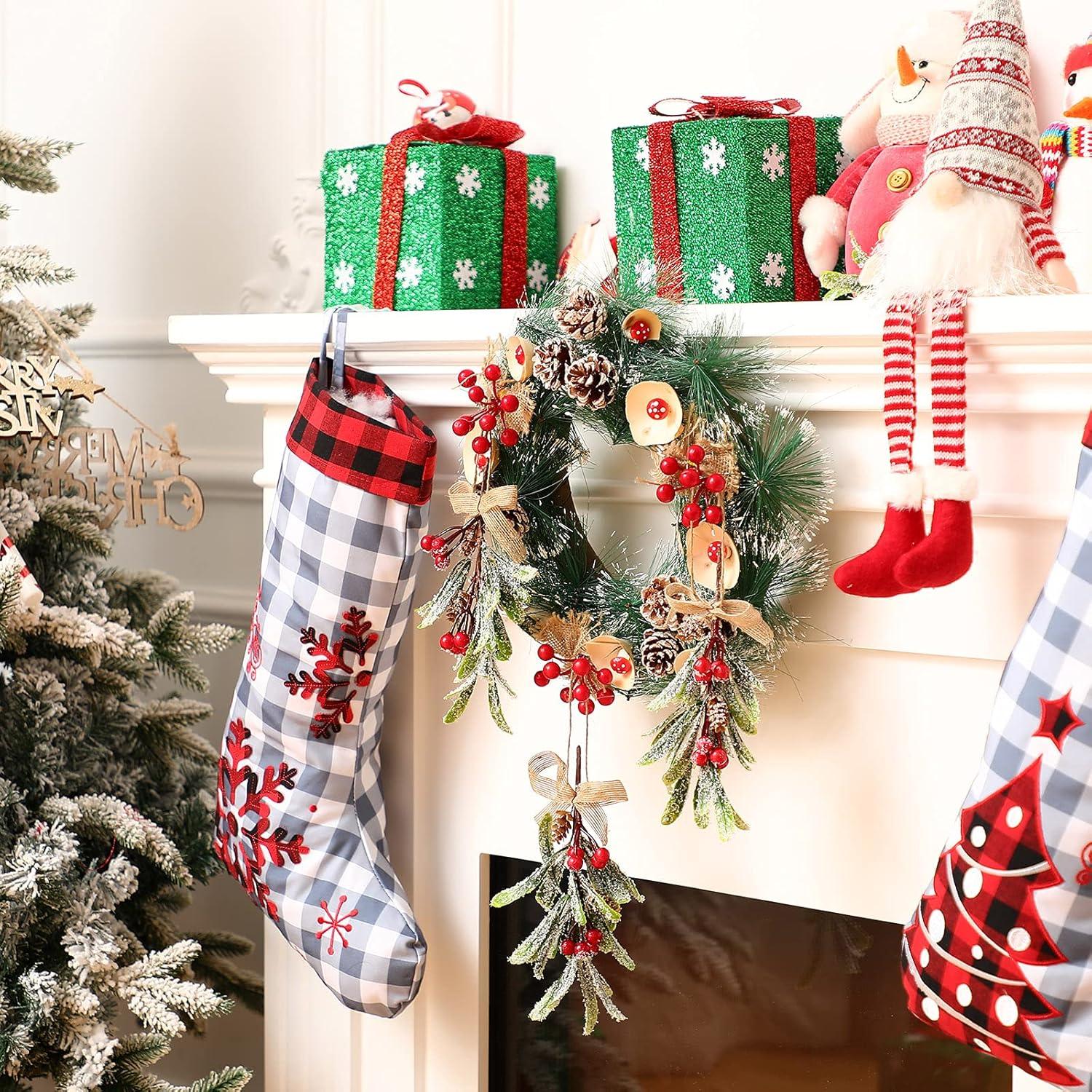 6 Adornos Colgantes de Muérdago Artificial 20 cm Luinabio