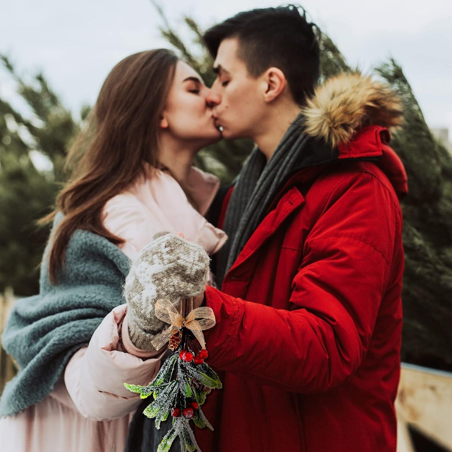 6 Adornos Colgantes de Muérdago Artificial 20 cm Luinabio