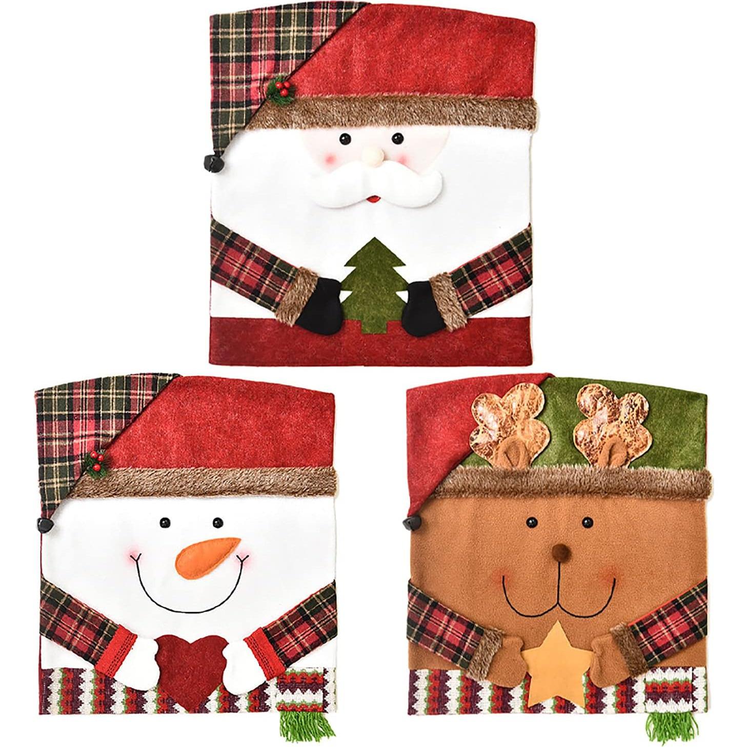 Funda de Silla Navideña DCQRY - 6 Pcs Lino Santa Reno