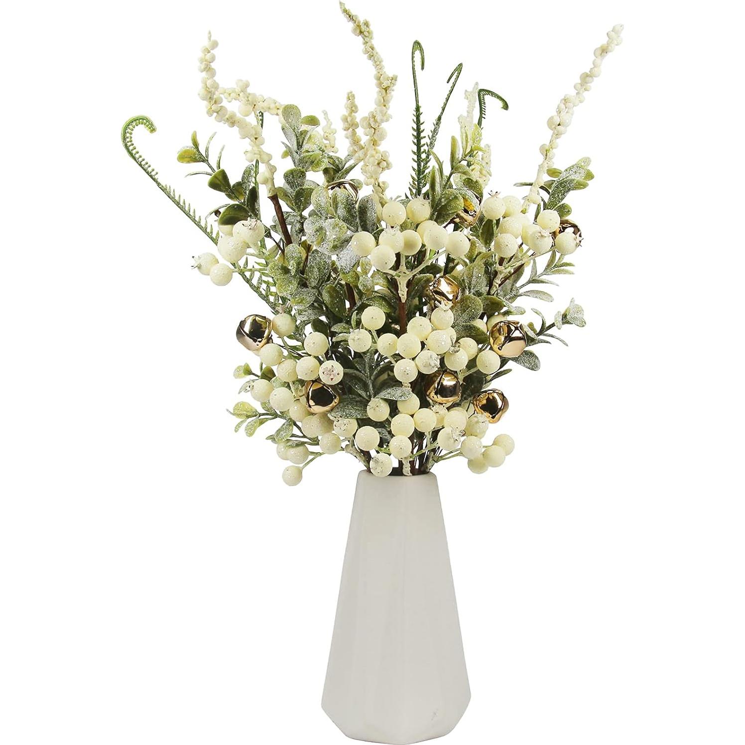 Ramas de Baya Artificial Tinsow 5 Pcs 40 cm Blanca Decoración