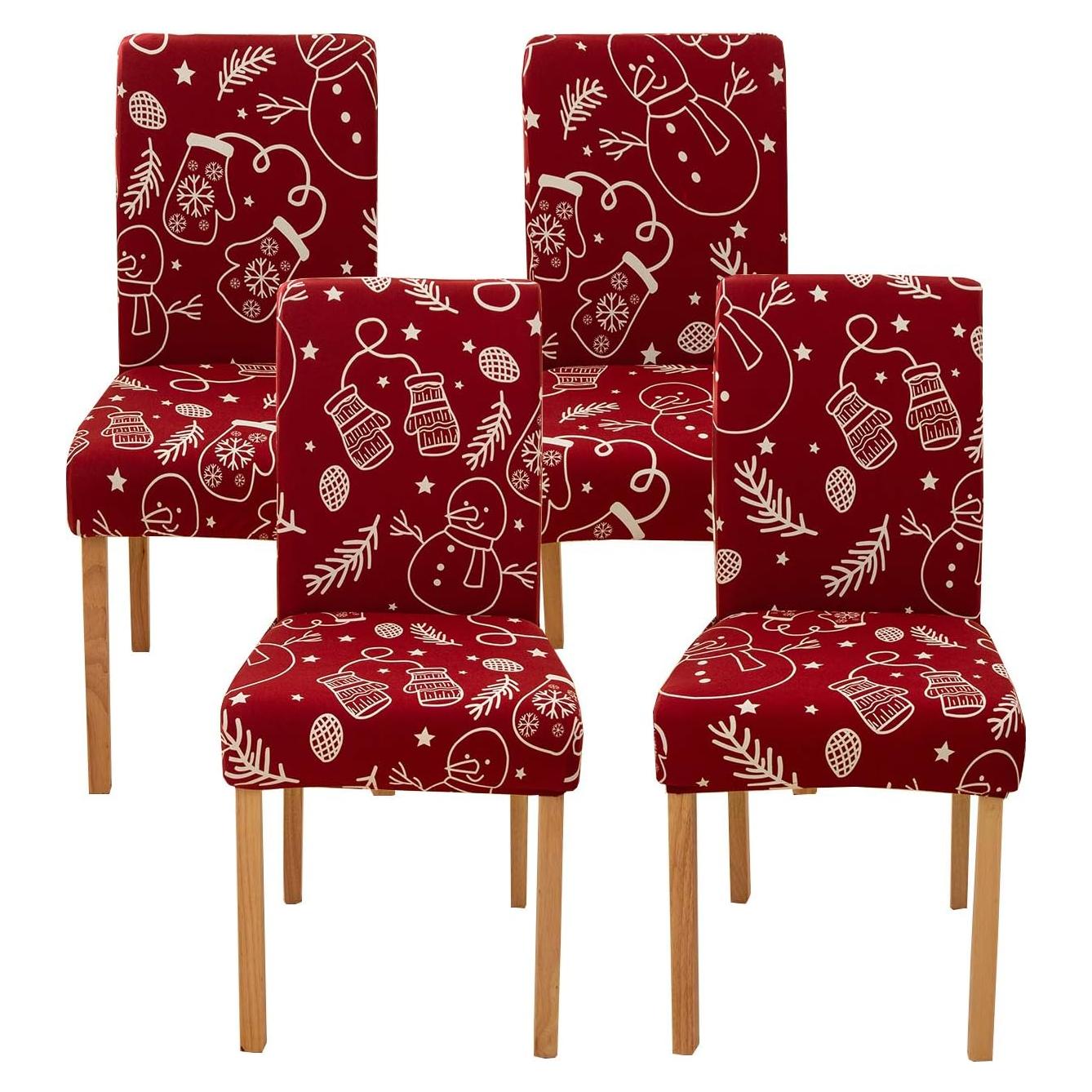 Funda de Silla de Comedor Ogrmar 4PCS Estirable Rojo Vino