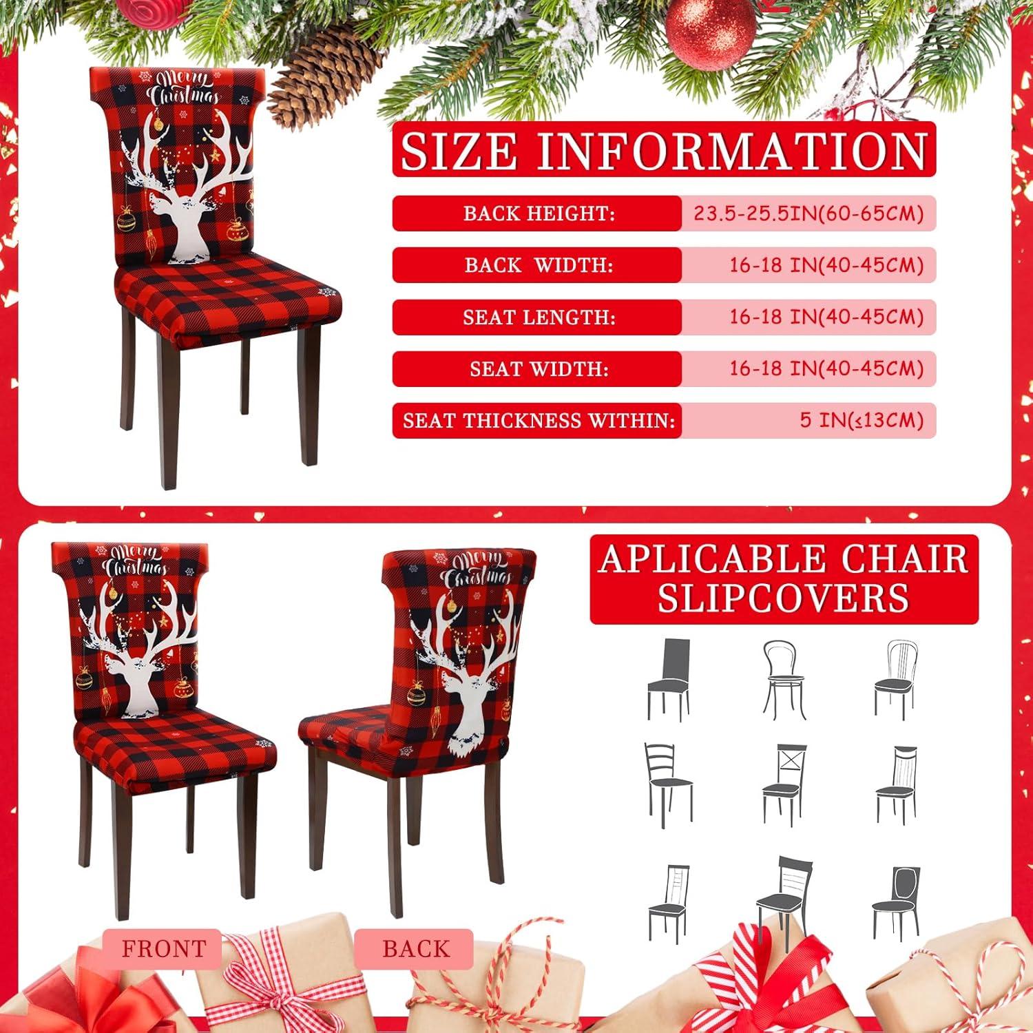 Fundas de Silla de Comedor Navideñas Preboun 6 Pcs Elásticas