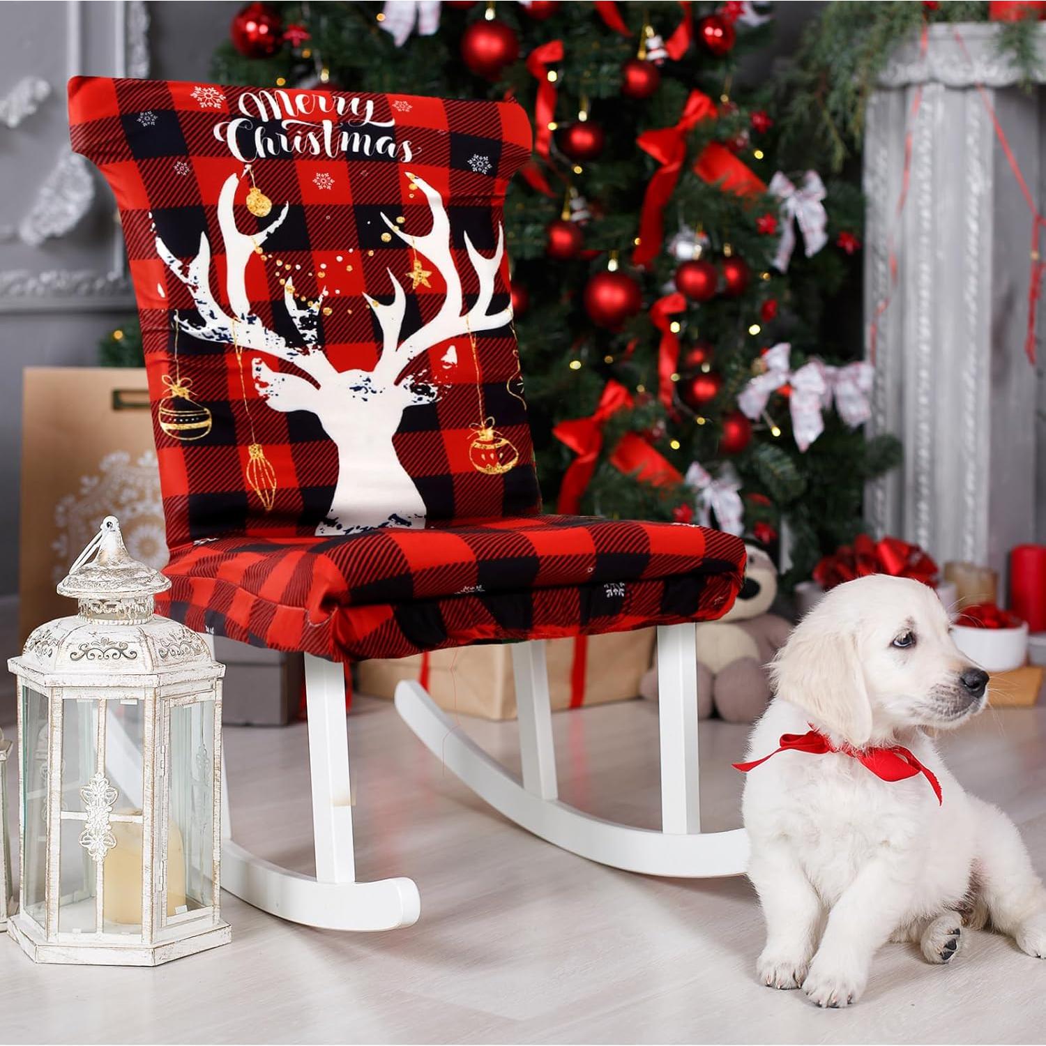 Fundas de Silla de Comedor Navideñas Preboun 6 Pcs Elásticas