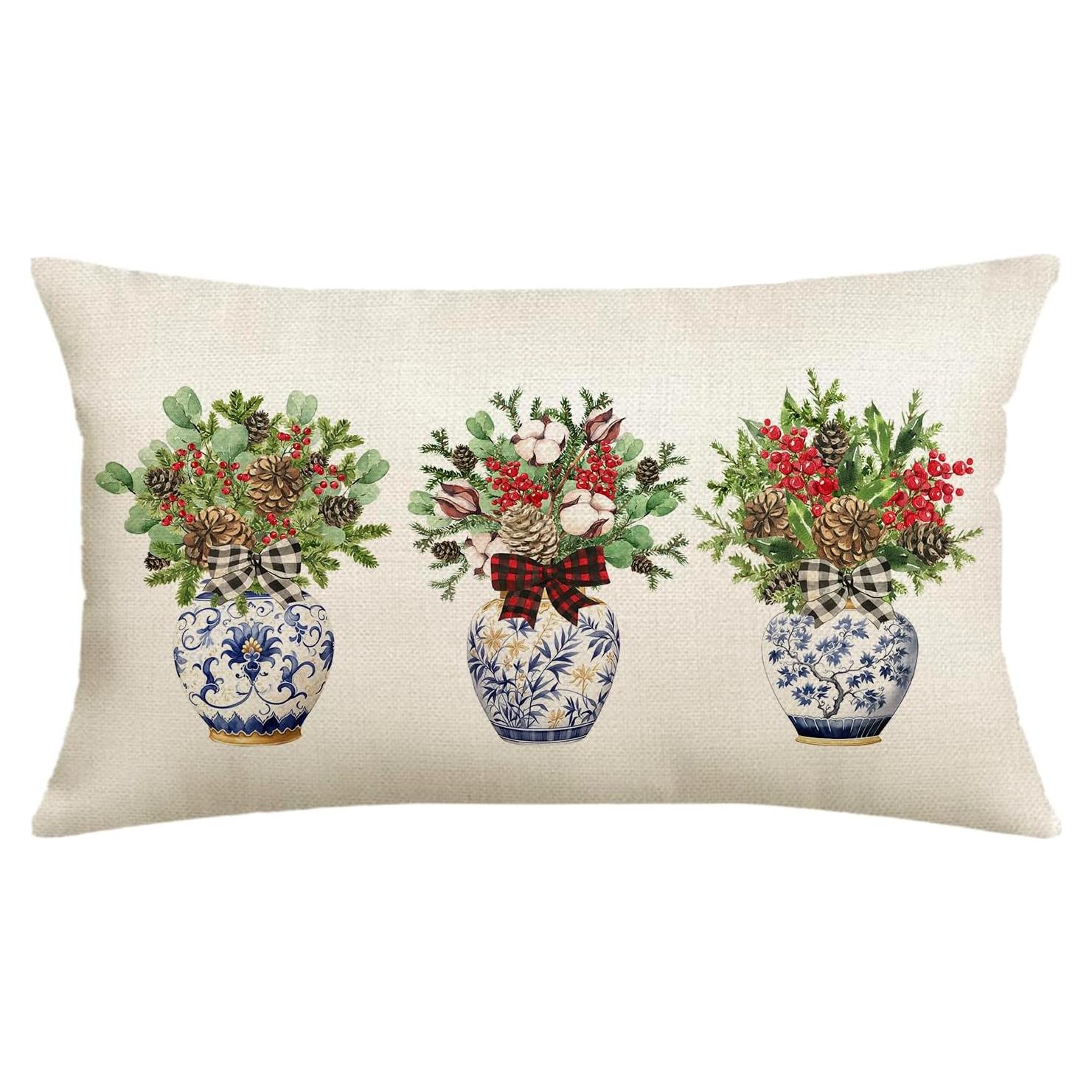 Funda de Almohada Decorativa MIGEEN 30x50 cm Floral Navidad
