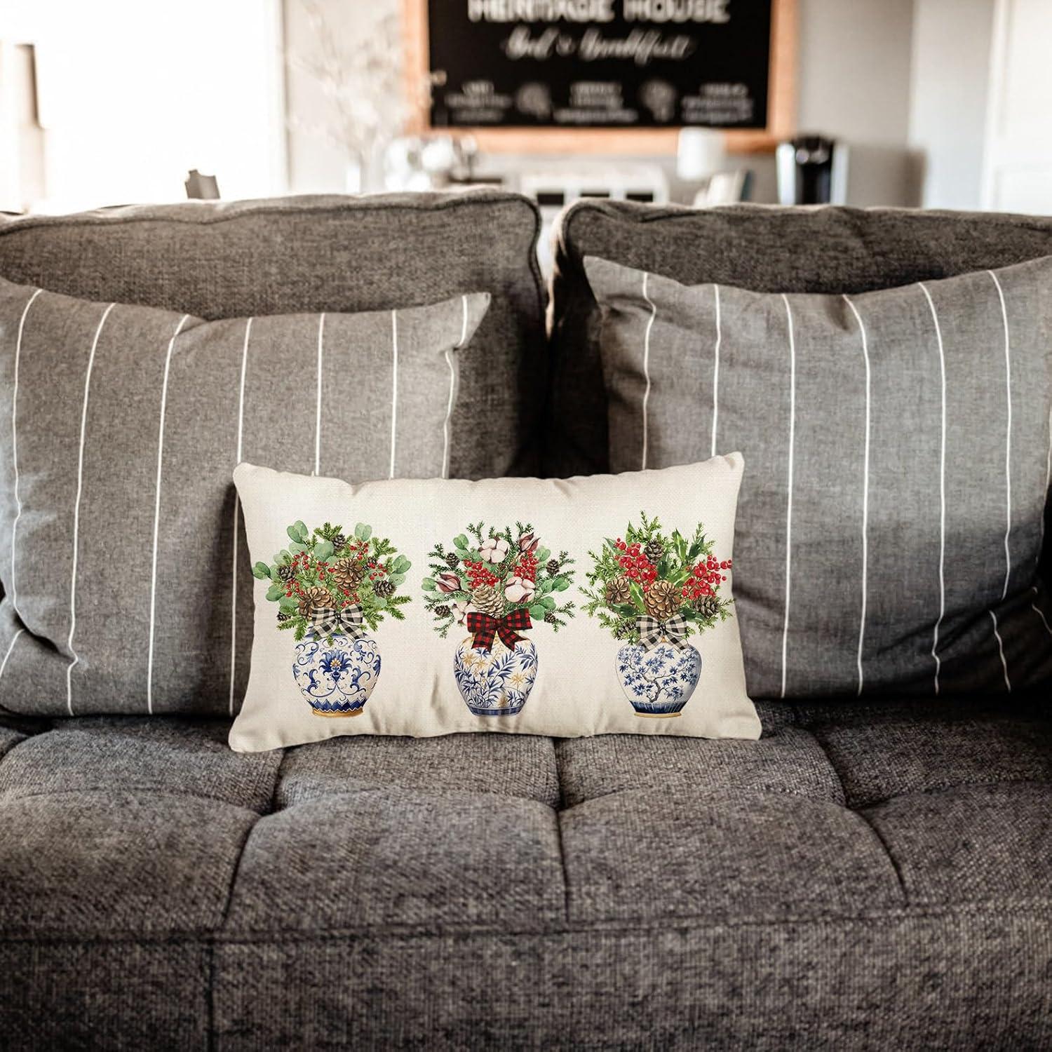 Funda de Almohada Decorativa MIGEEN 30x50 cm Floral Navidad