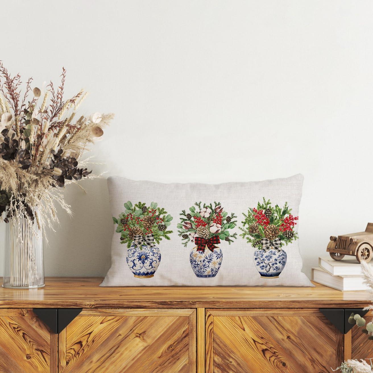 Funda de Almohada Decorativa MIGEEN 30x50 cm Floral Navidad