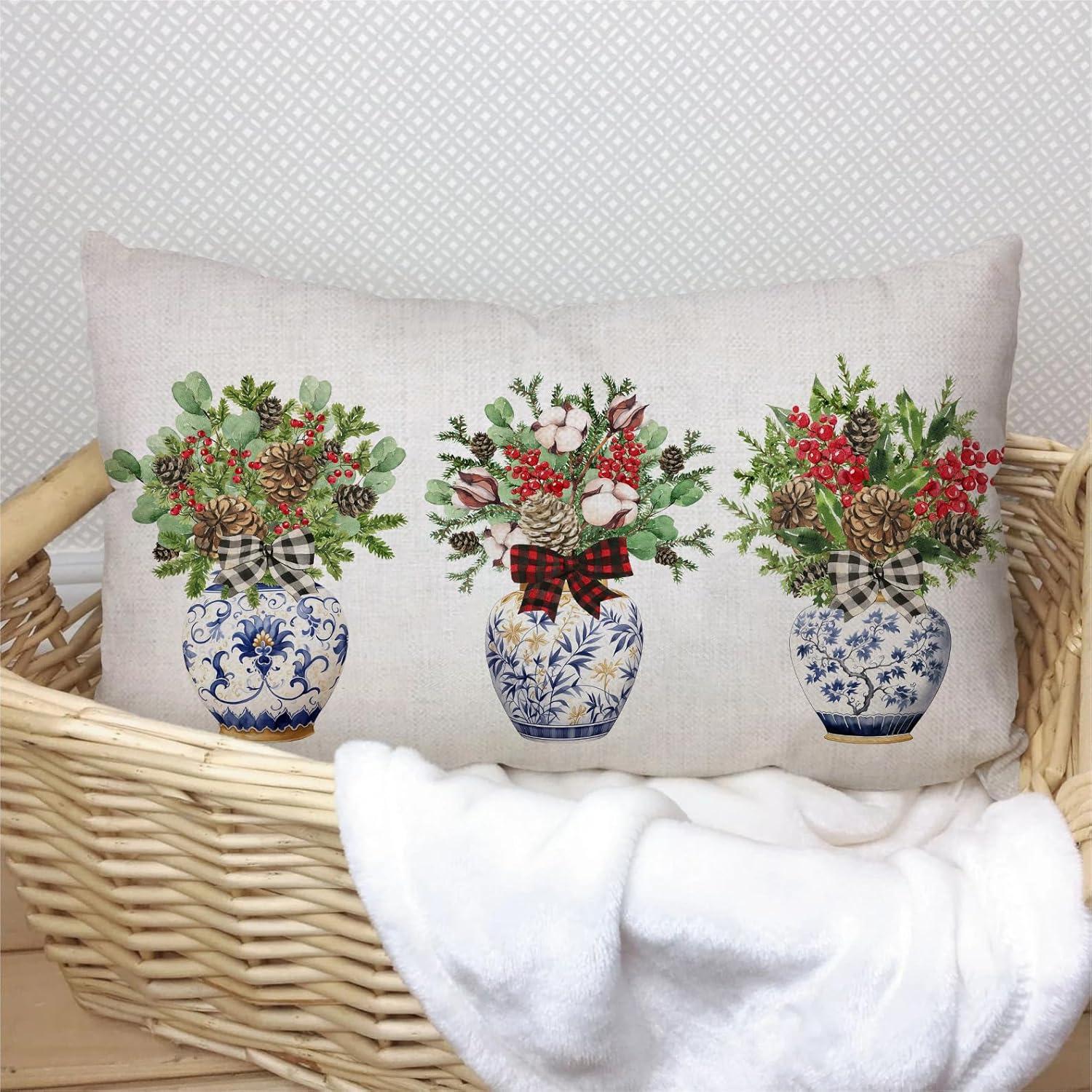 Funda de Almohada Decorativa MIGEEN 30x50 cm Floral Navidad