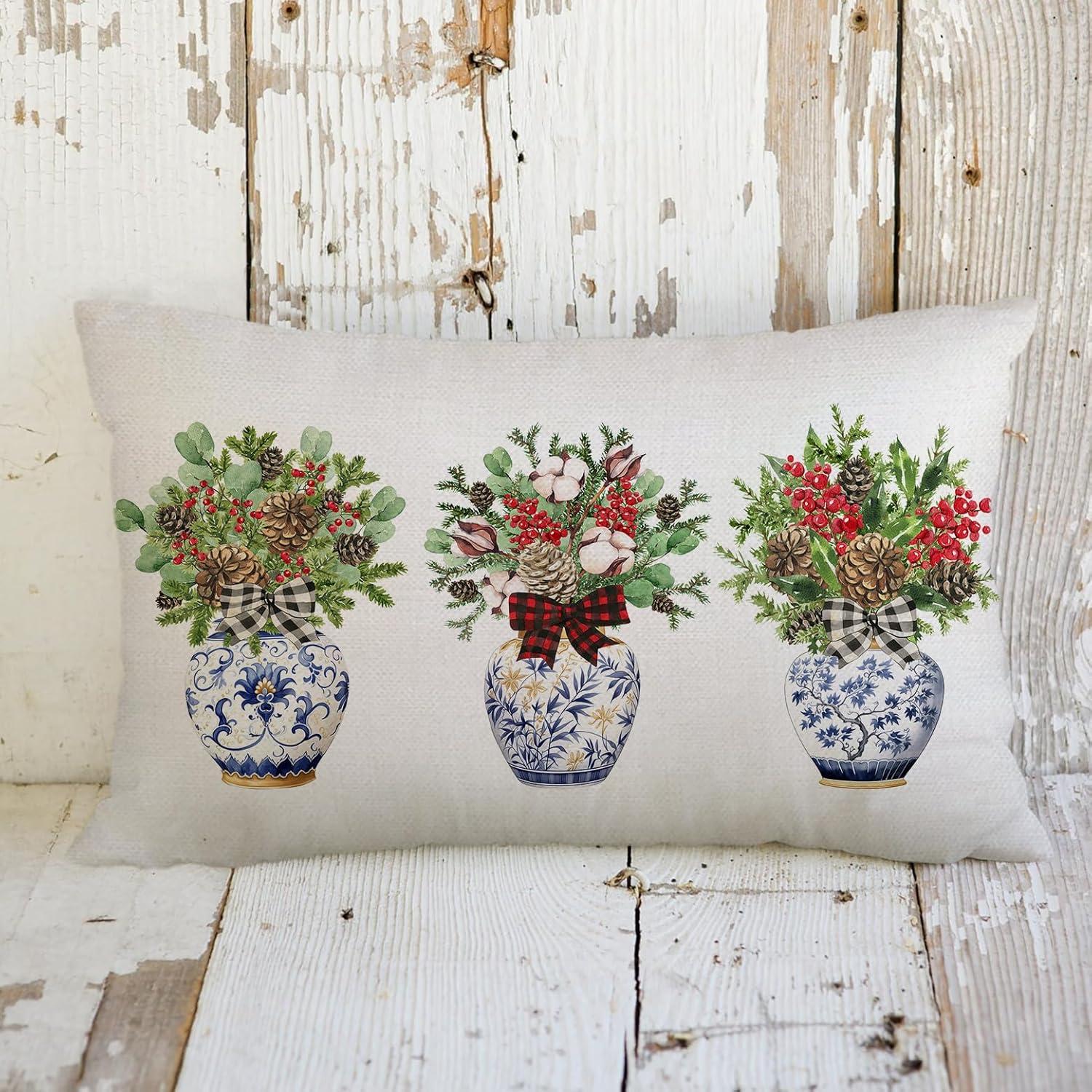 Funda de Almohada Decorativa MIGEEN 30x50 cm Floral Navidad