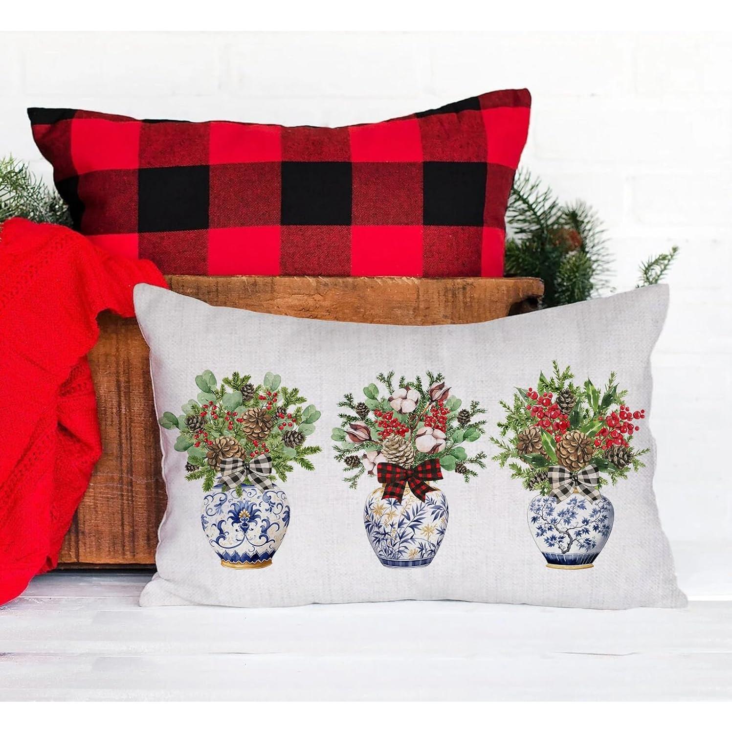 Funda de Almohada Decorativa MIGEEN 30x50 cm Floral Navidad