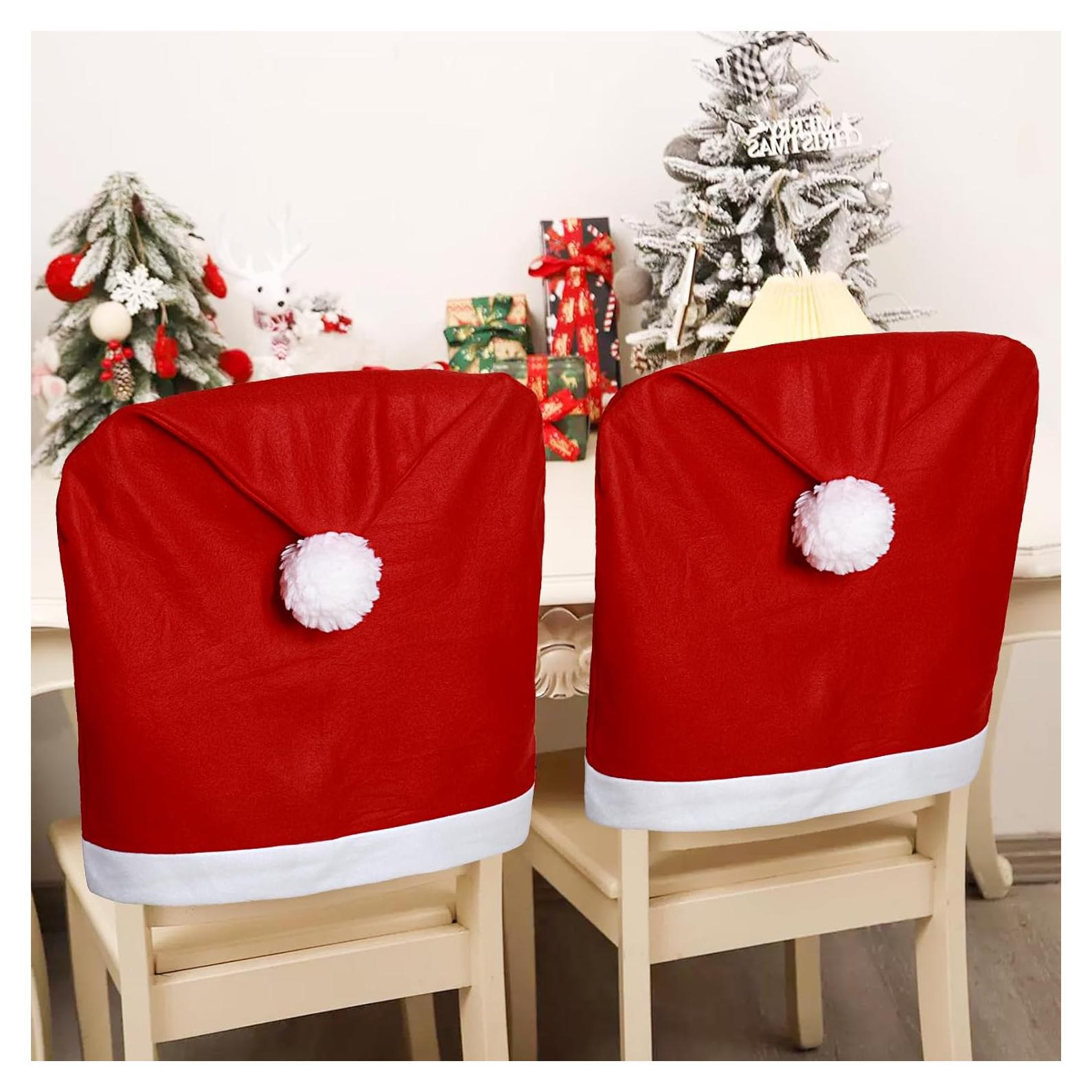 Cubiertas de Silla de Navidad AIZAL 4 Piezas Sombrero Rojo