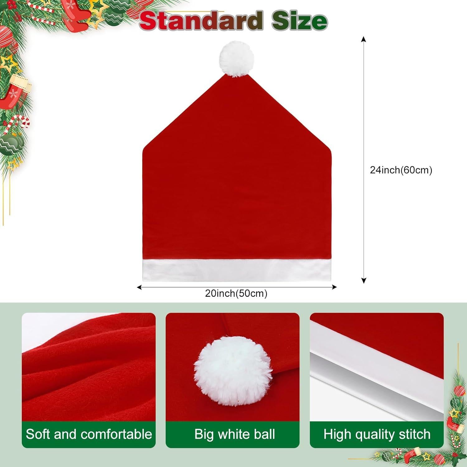 Cubiertas de Silla de Navidad AIZAL 4 Piezas Sombrero Rojo