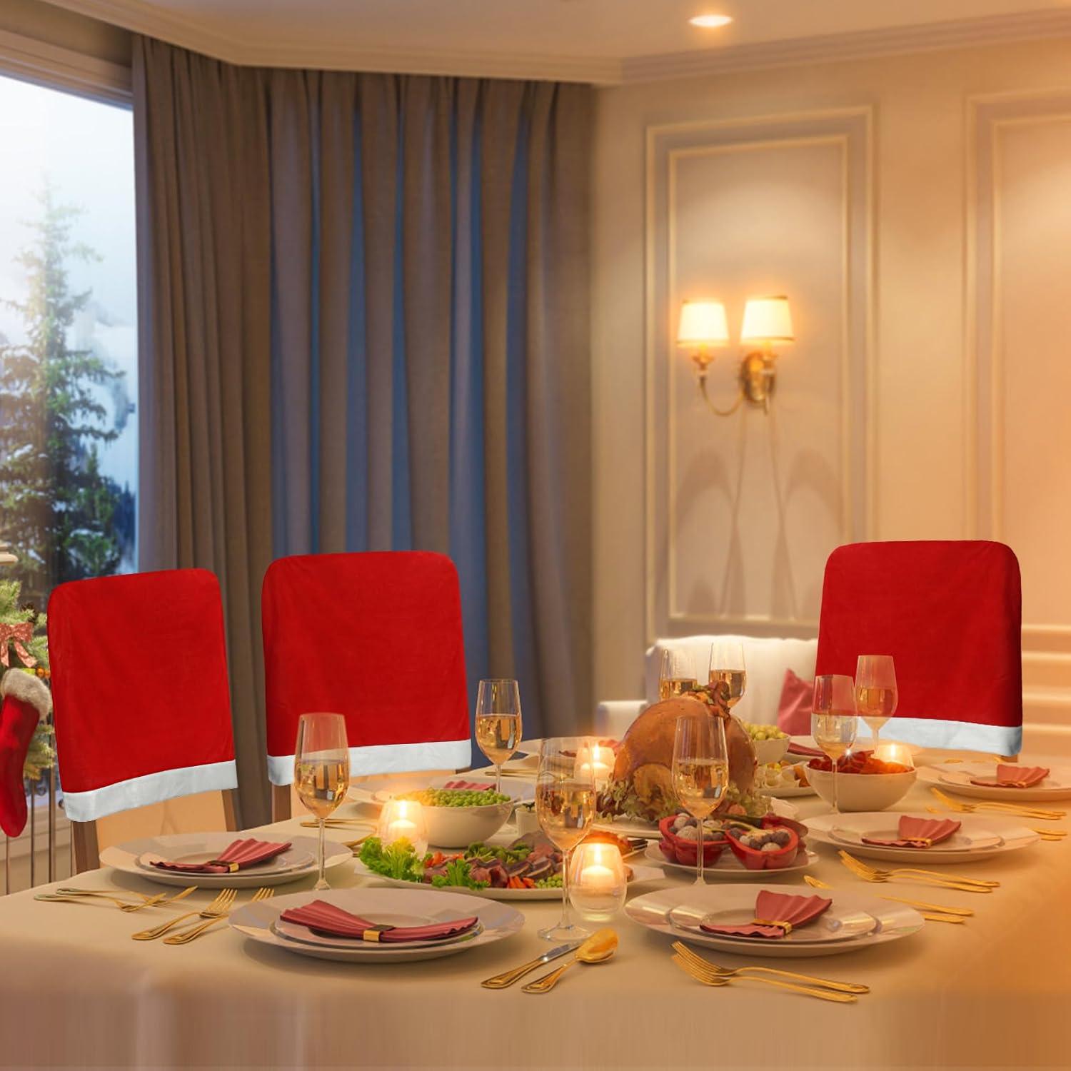 Cubiertas de Silla de Navidad AIZAL 4 Piezas Sombrero Rojo