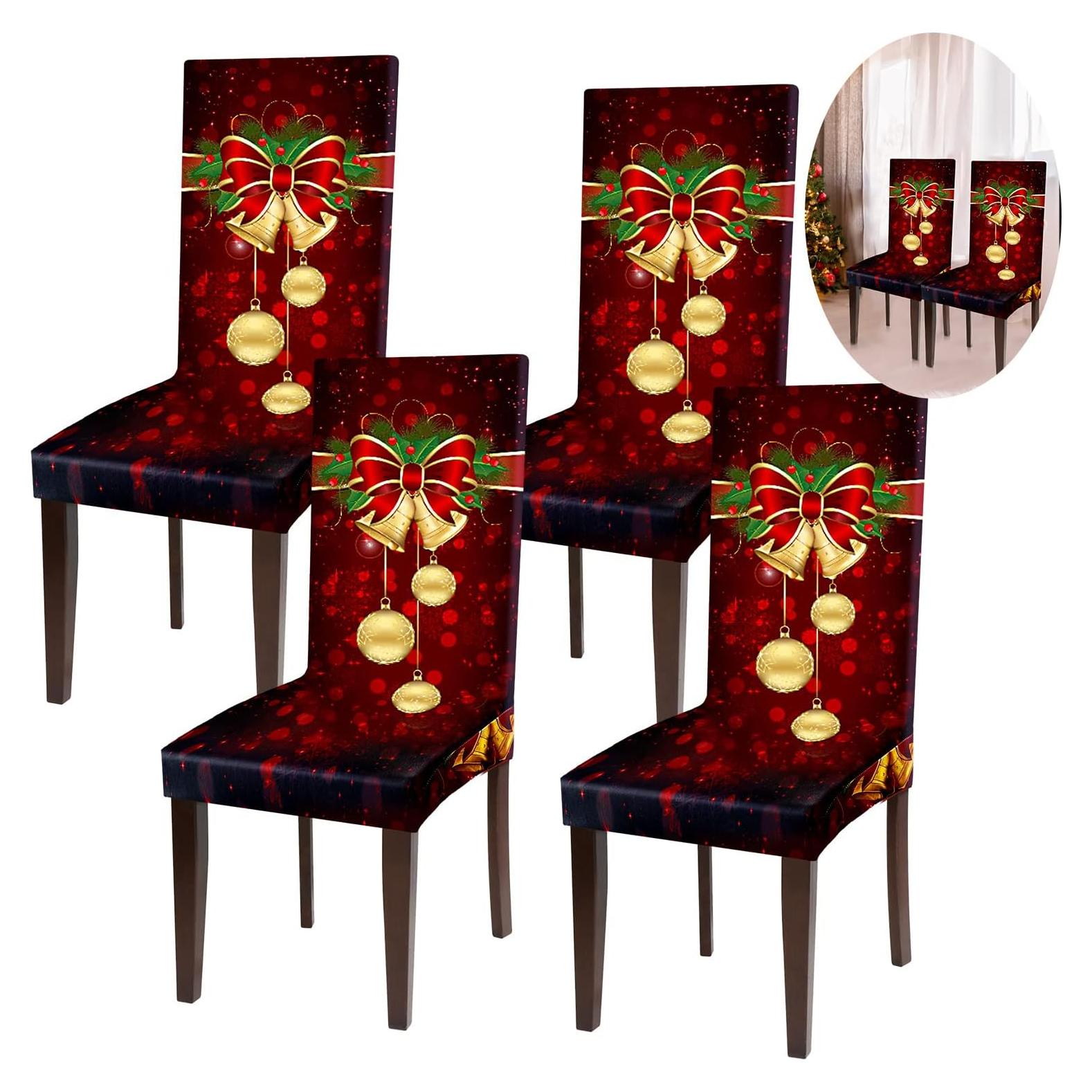 Funda Protectora de Silla de Navidad Boao 4 Piezas Estirable