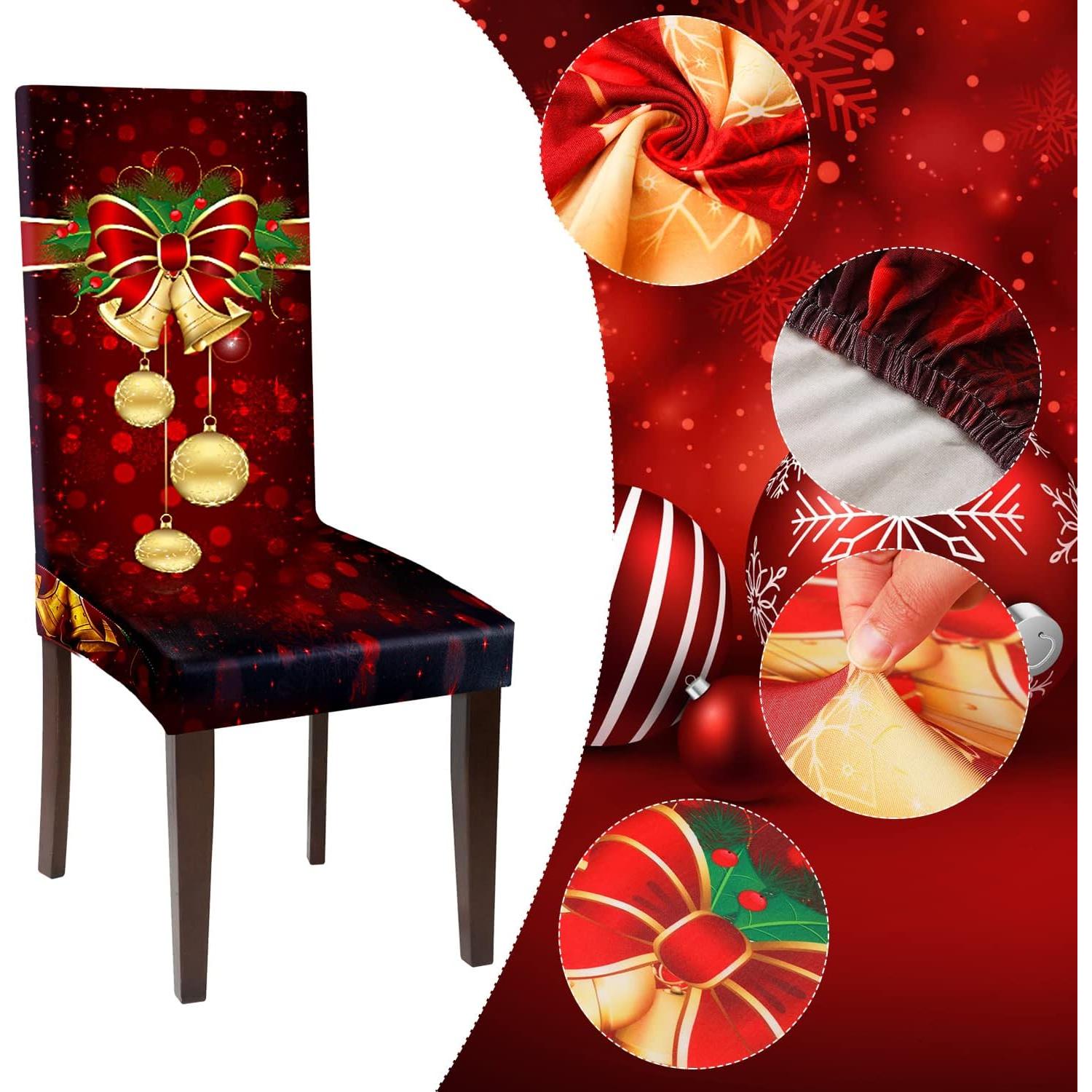Funda Protectora de Silla de Navidad Boao 4 Piezas Estirable