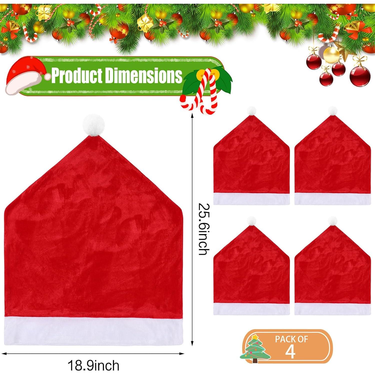 Set de 4 Fundas de Silla CCINEE Navidad Sombrero Santa Rojo