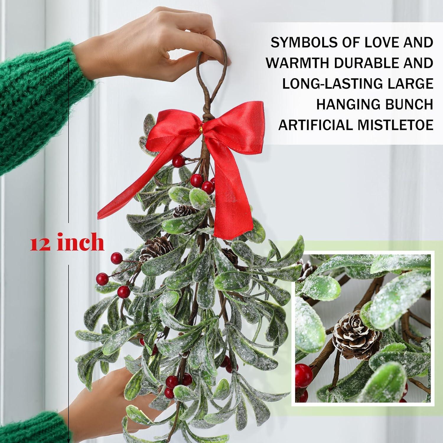 Adorno Navideño Muérdago Artificial Daifunli 30 cm Rojo