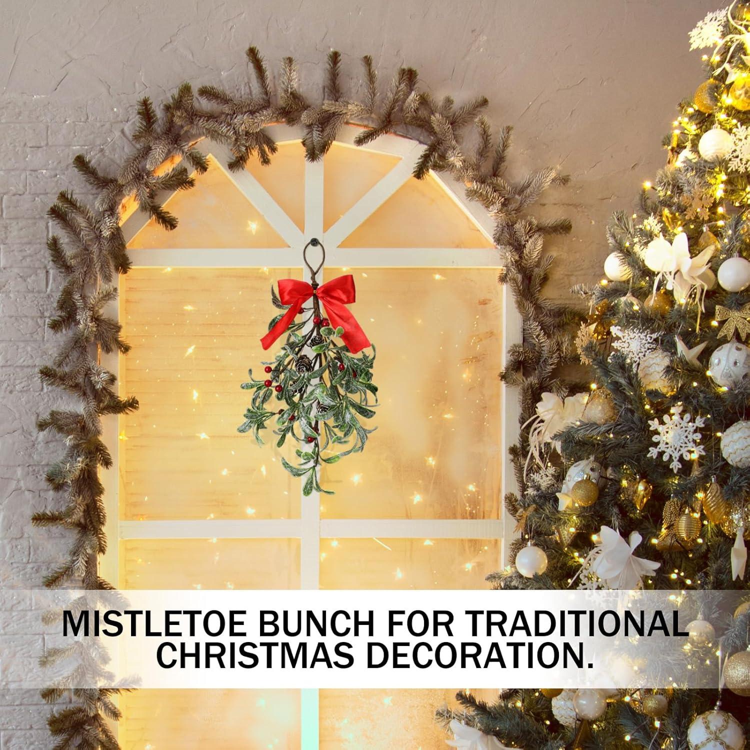 Adorno Navideño Muérdago Artificial Daifunli 30 cm Rojo