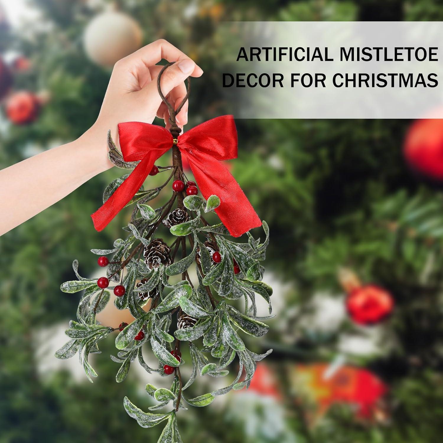 Adorno Navideño Muérdago Artificial Daifunli 30 cm Rojo