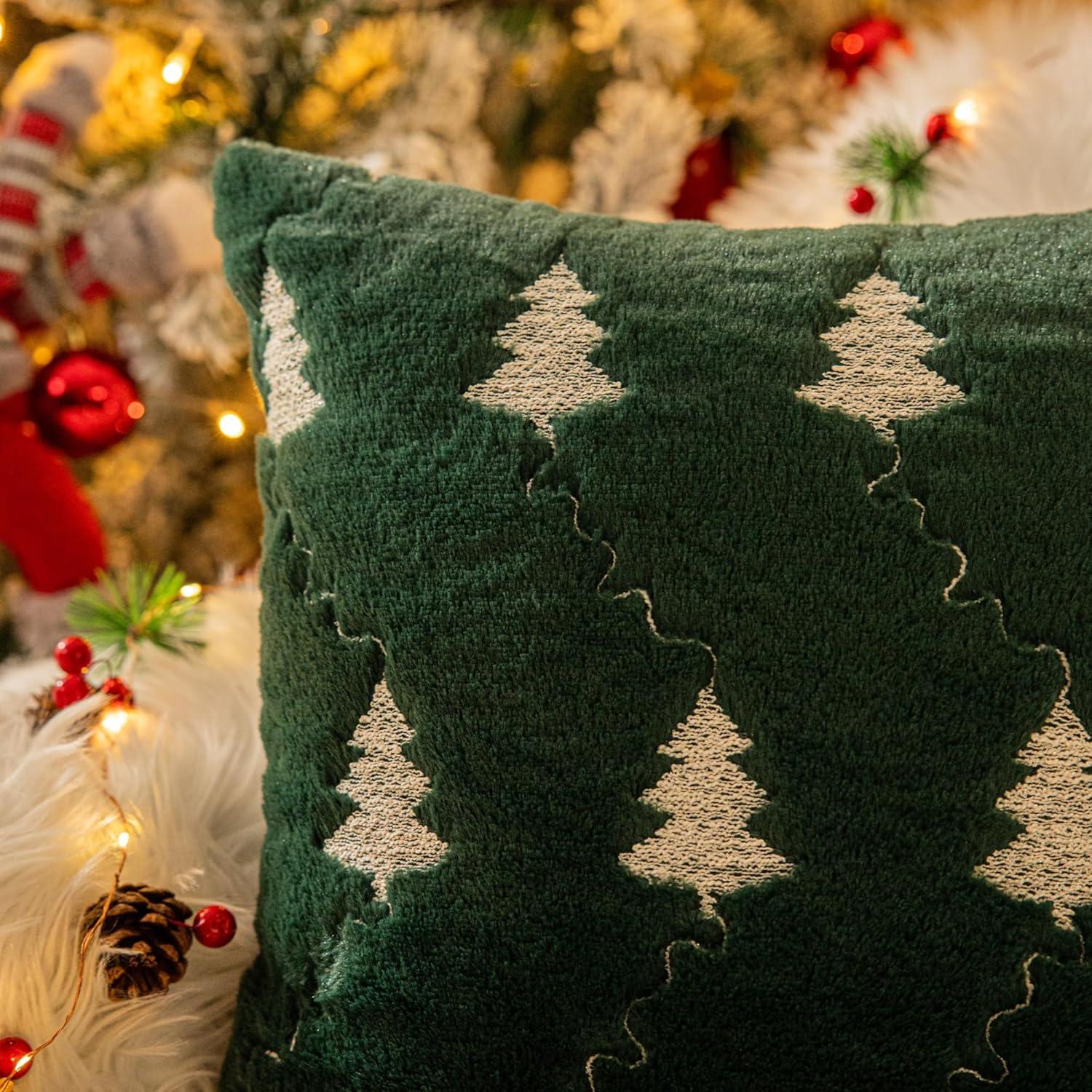 Funda de Cojines Decorativos AQOTHES Verde Bordado Navidad 45x45 cm