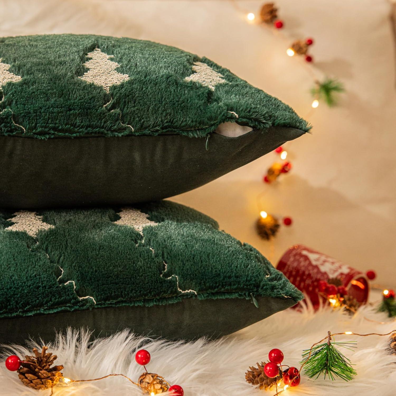 Funda de Cojines Decorativos AQOTHES Verde Bordado Navidad 45x45 cm