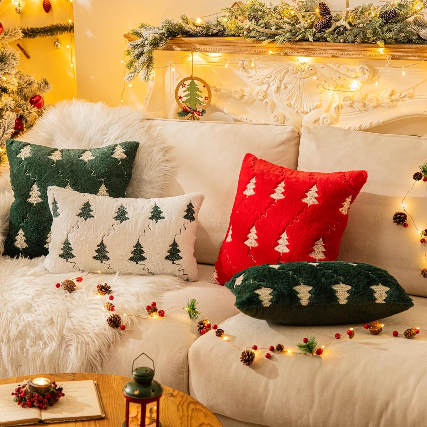 Funda de Cojines Decorativos AQOTHES Verde Bordado Navidad 45x45 cm