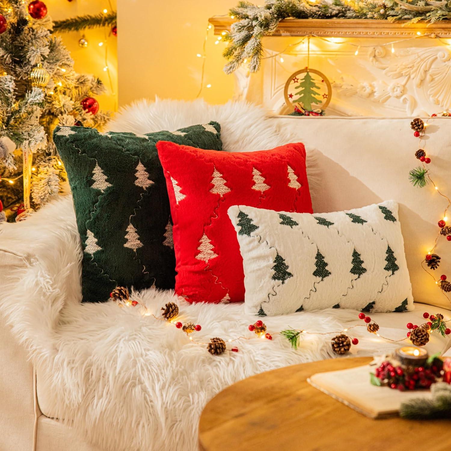 Funda de Cojines Decorativos AQOTHES Verde Bordado Navidad 45x45 cm