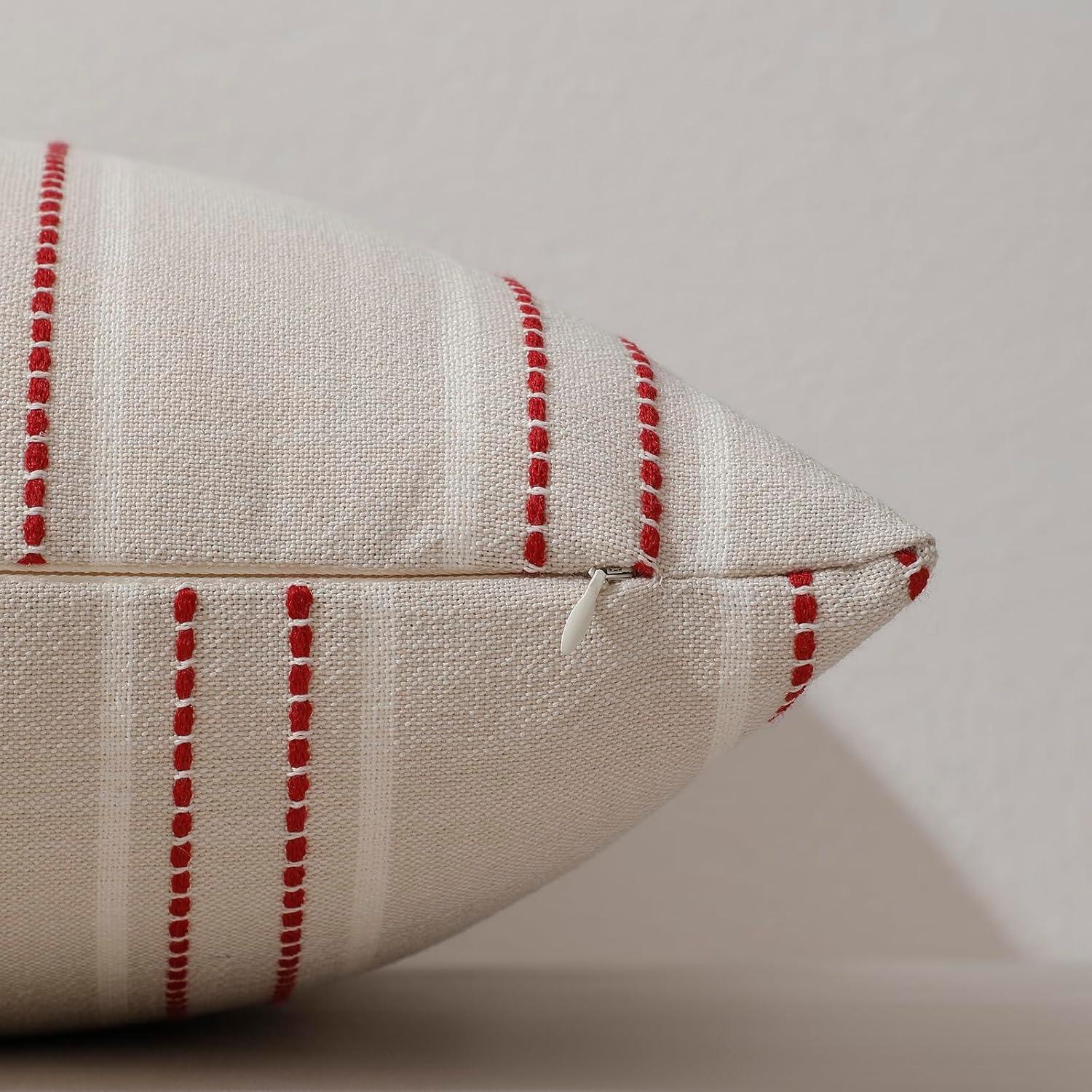 Fundas de Almohada Decorativas Hckot 45x45cm Juego de 2 Lino Rojo